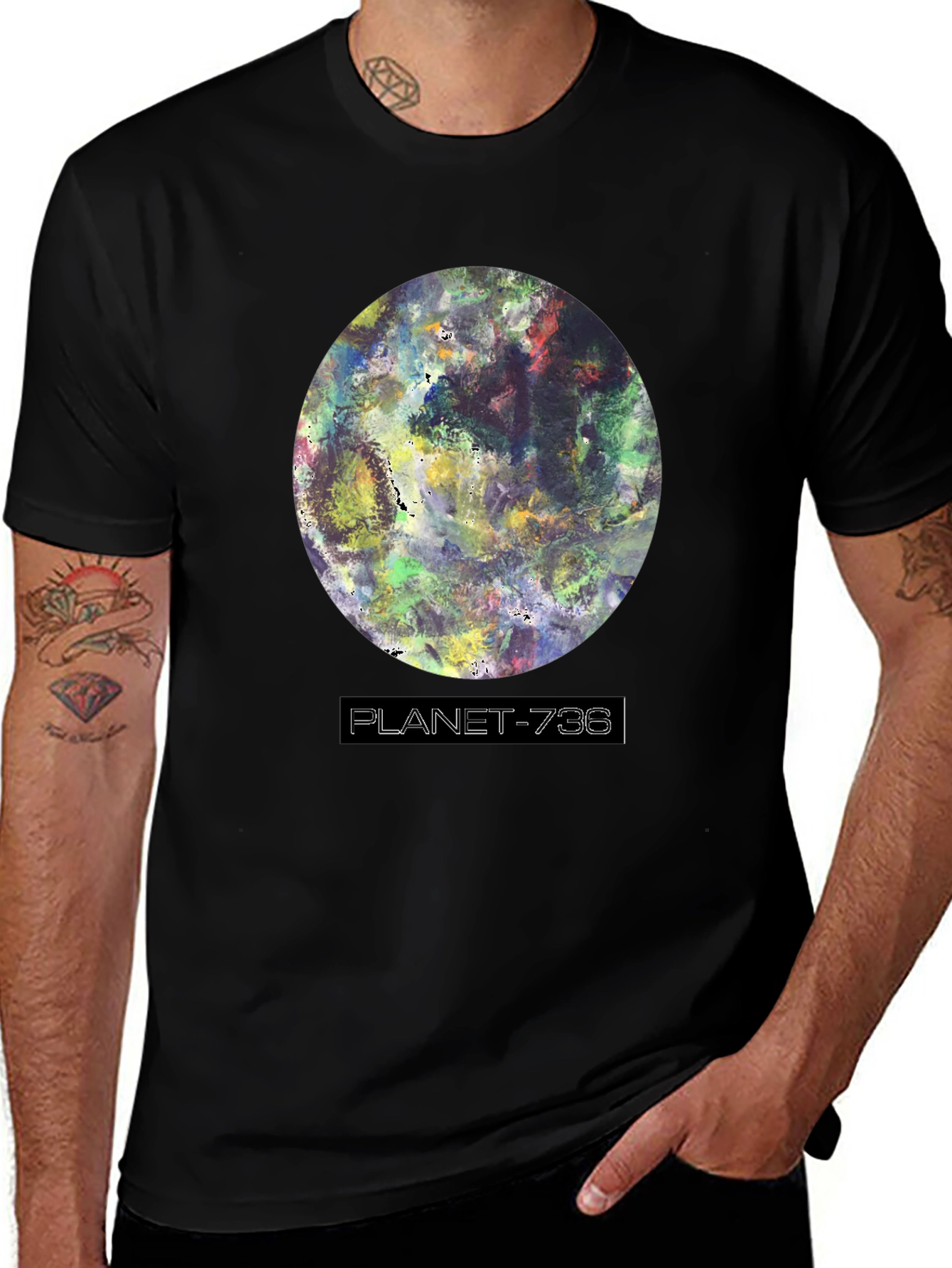 Variant 28 of Planet-736 Graphic Black T-Shirt