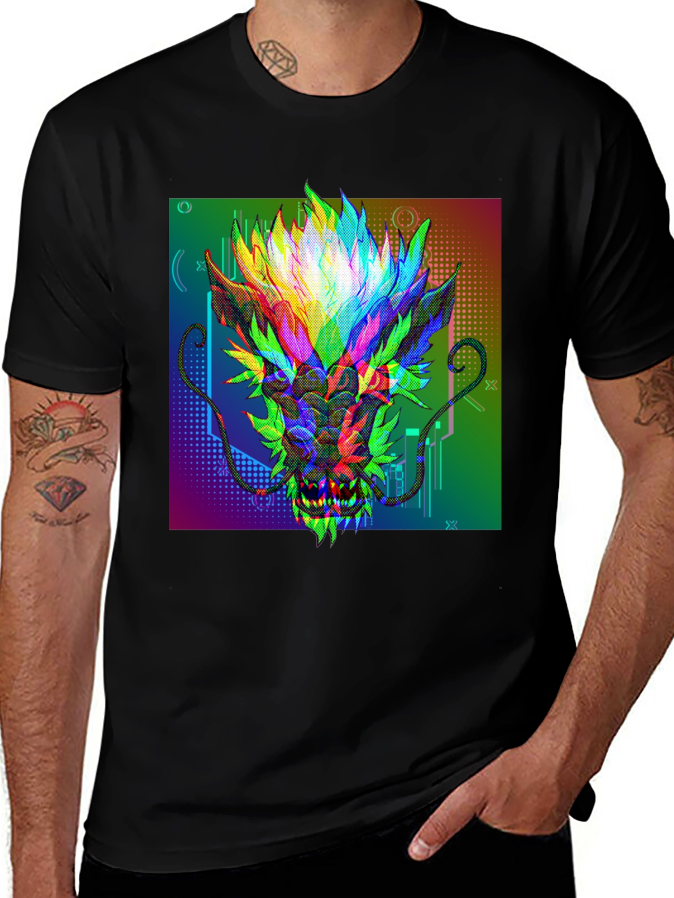 Variant 15 of Vibrant Dragon Graphic Tee - Unique Art Shirt