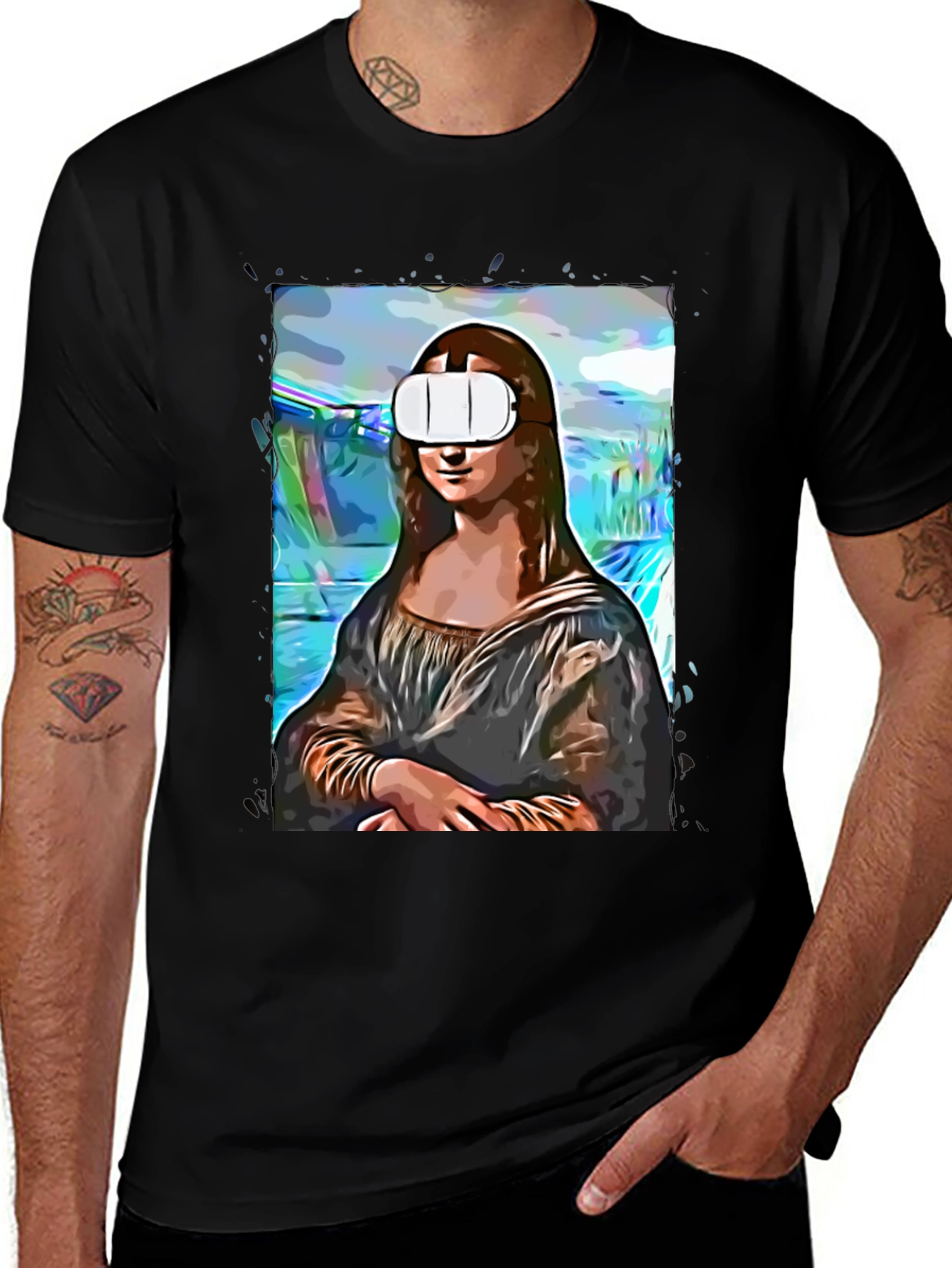 Mona Lisa VR Headset Graphic T-Shirt