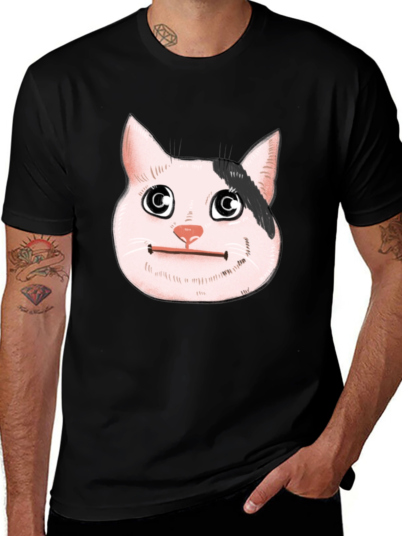 Variant 6 of Beluga Cat Meme Black T-Shirt 