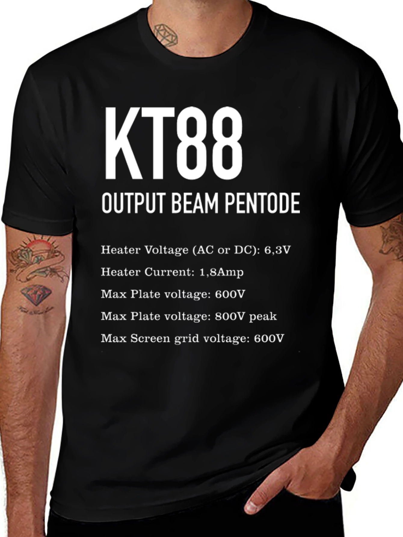 KT88 Vacuum Tube Spec T-Shirt - Amplifier Tech