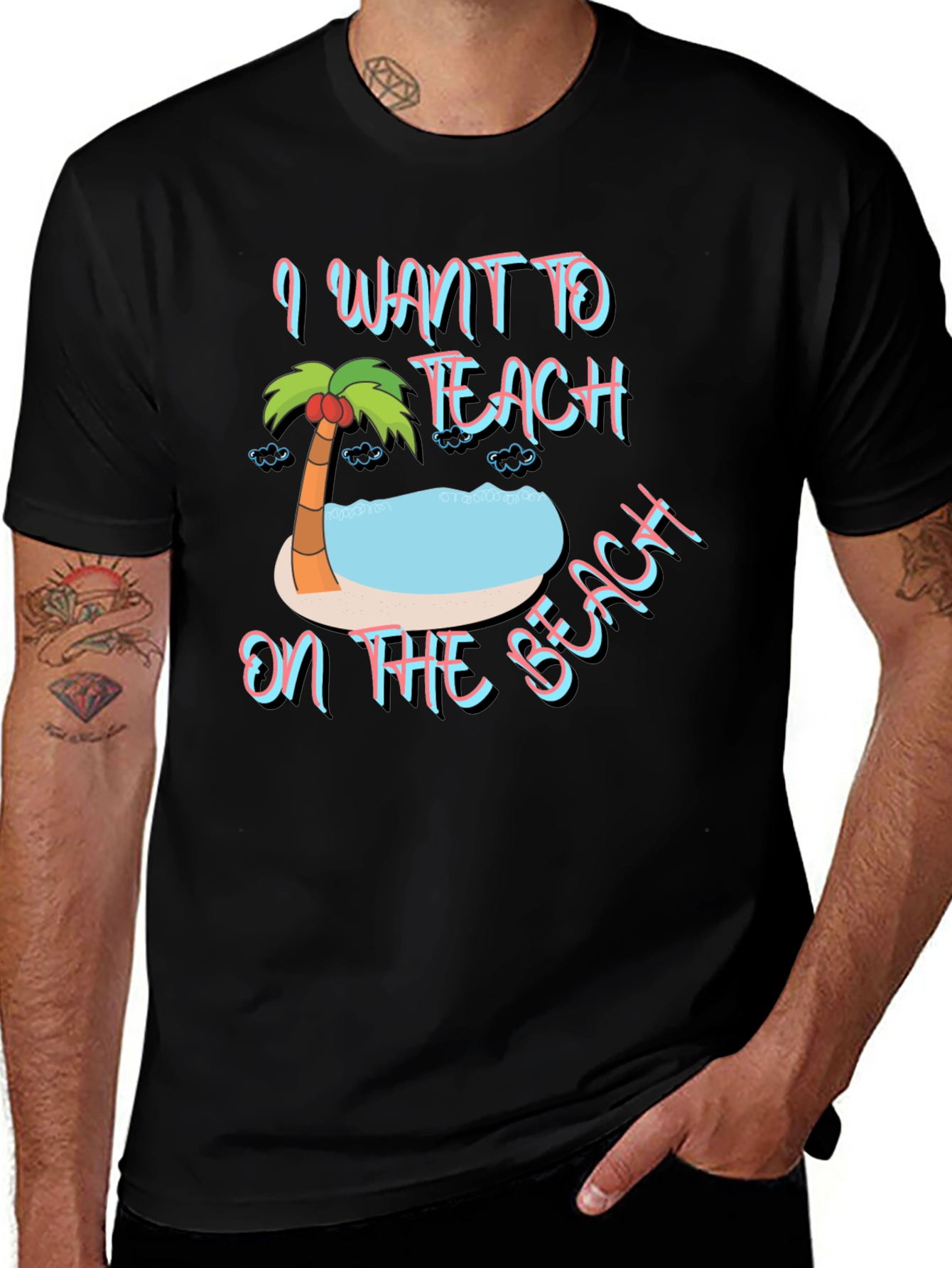 Variant 29 of Beach Teacher Graphic Tee - Black