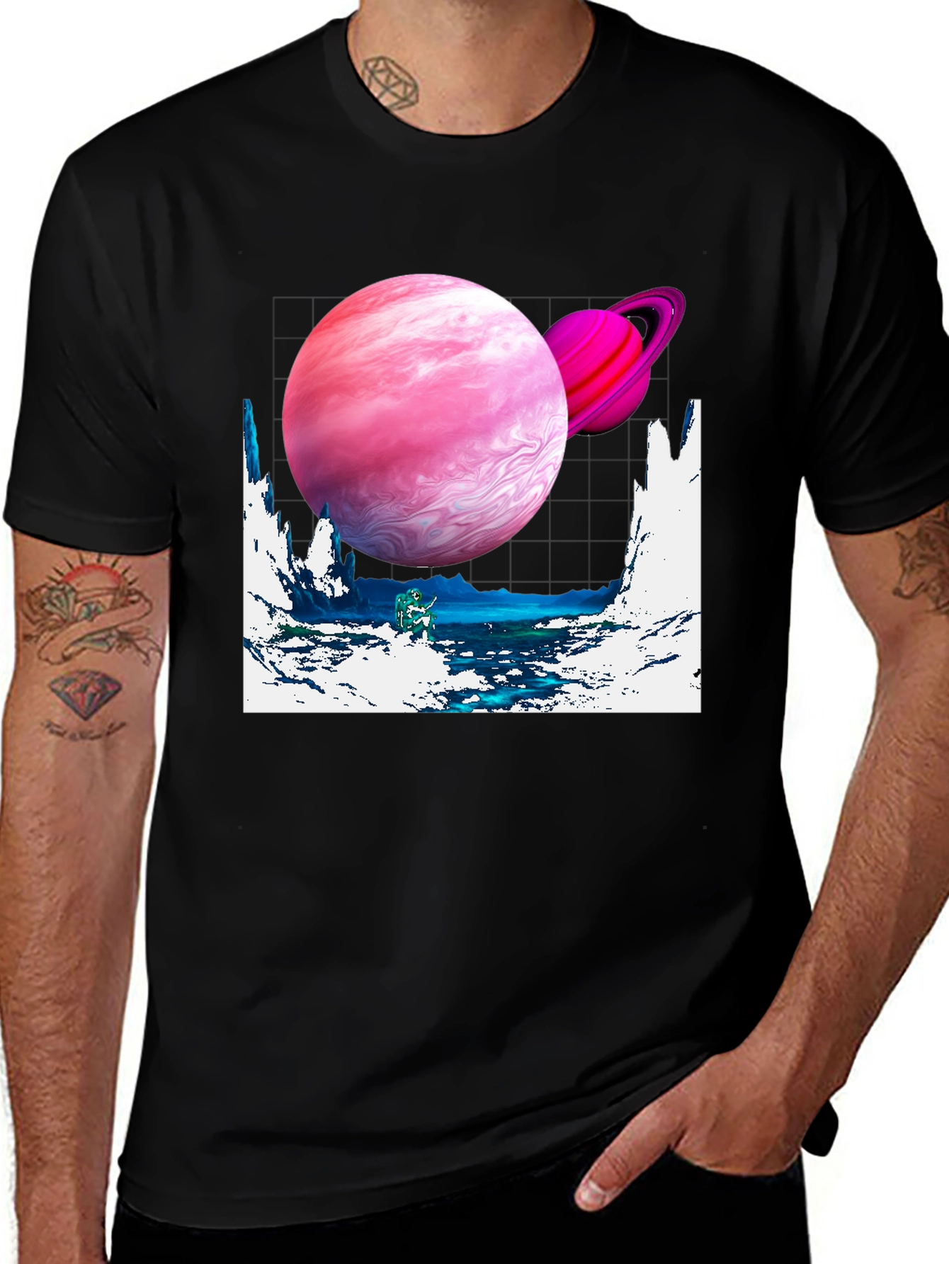Black Galaxy Graphic Tee - Black Cotton Shirt main image