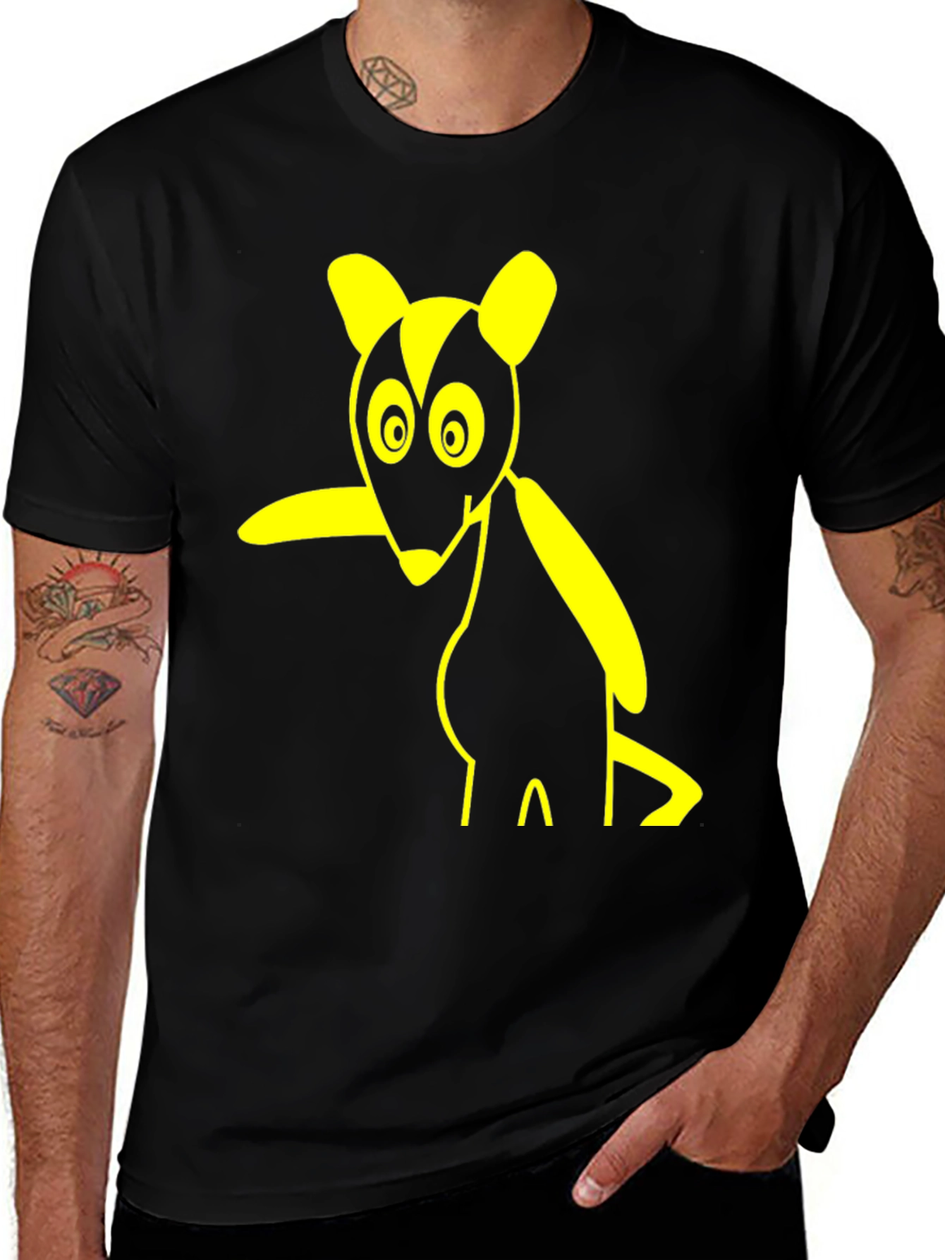 Variant 12 of Cartoon Rodent Graphic Tee - Black