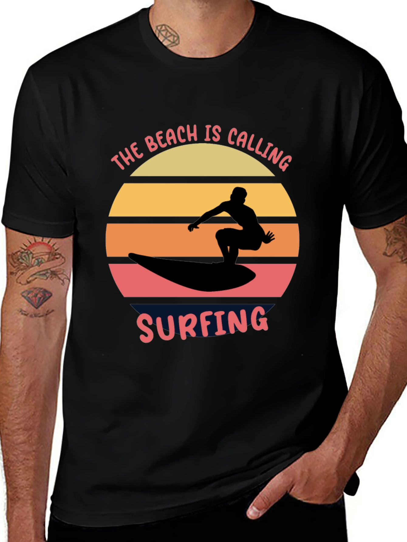 Variant 18 of The Beach Is Calling Surfing T-Shirt