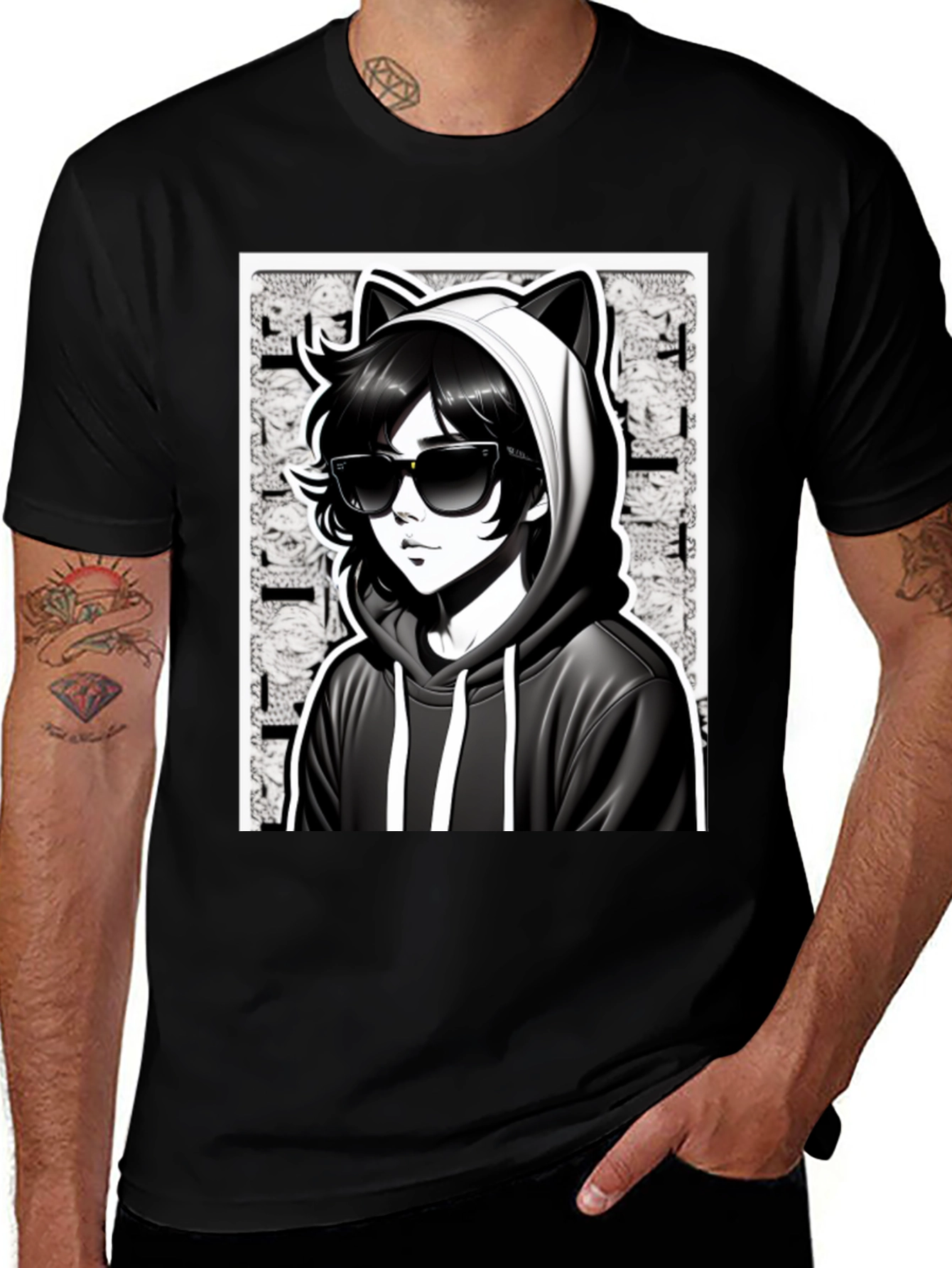 Variant 18 of Anime Cat Hoodie Graphic T-Shirt