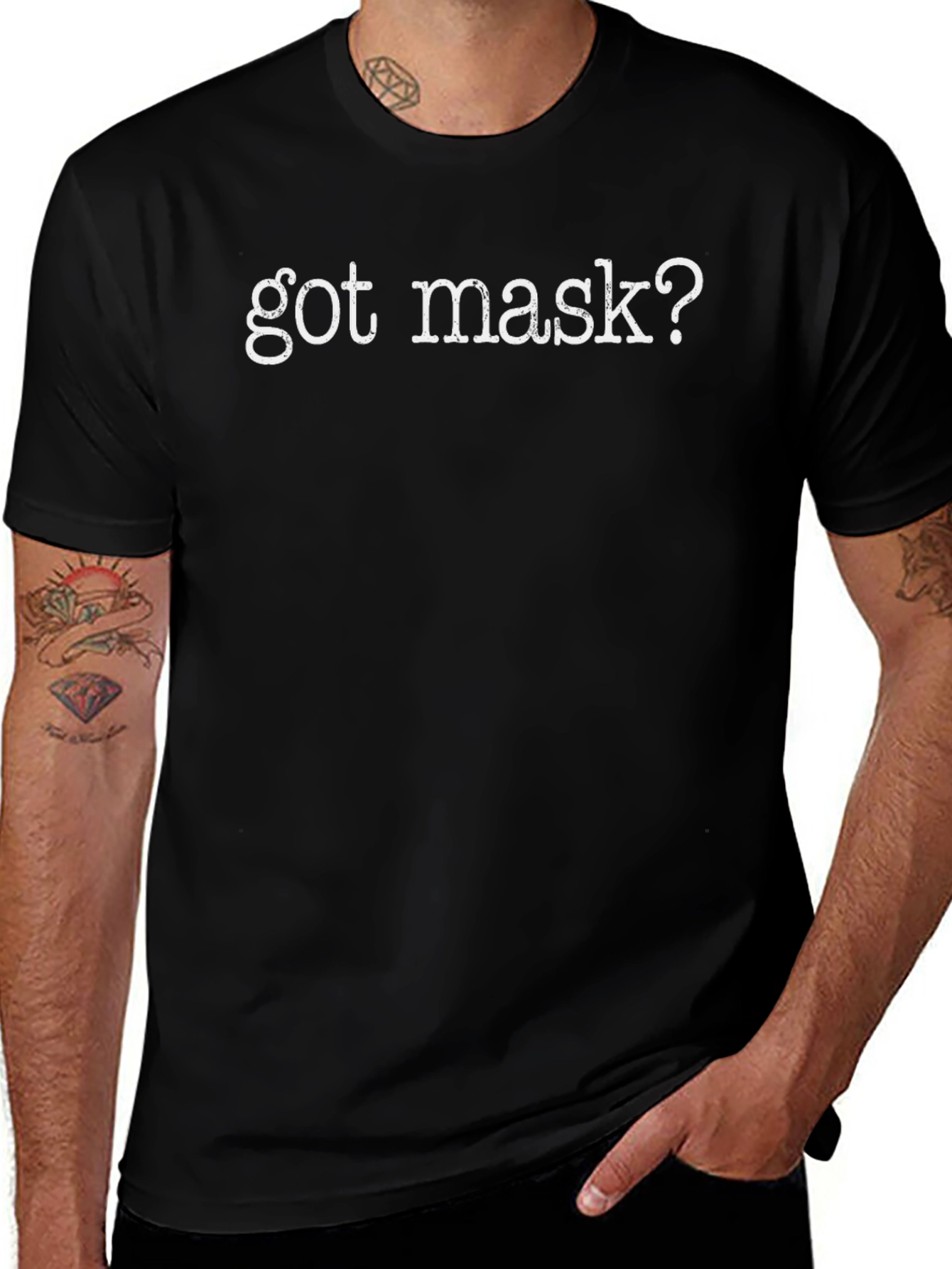 Black Got Mask? Graphic Tee - Essential Statement Shirt main image