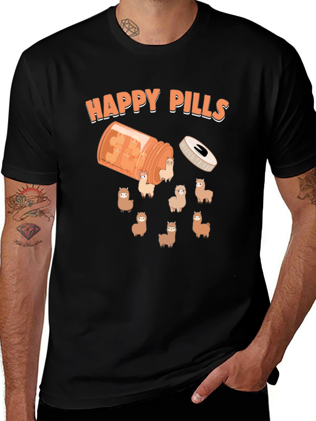 Happy Pills Alpaca T-Shirt - Funny Graphic Tee