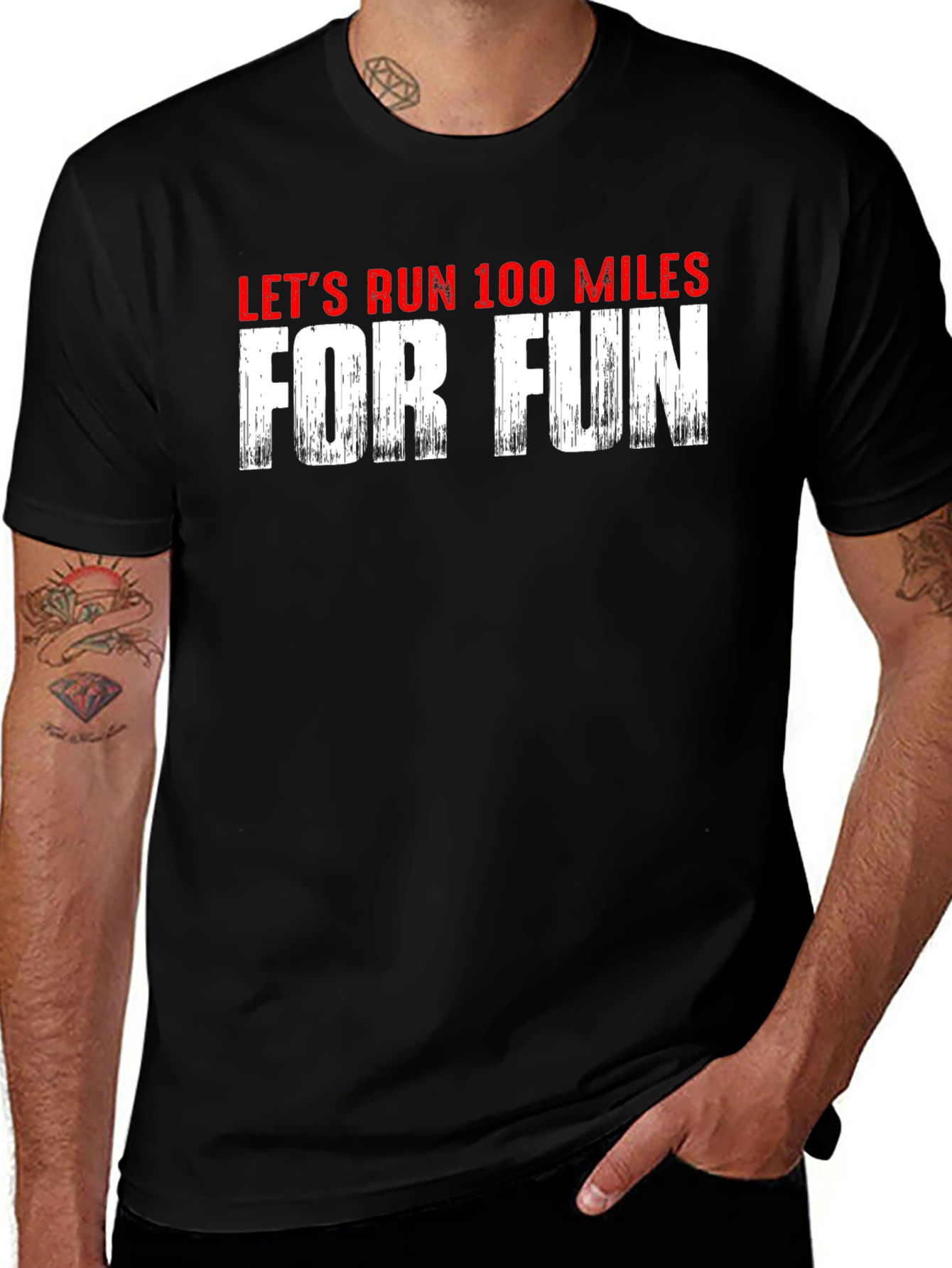 Variant 14 of Let's Run 100 Miles For Fun Black T-Shirt