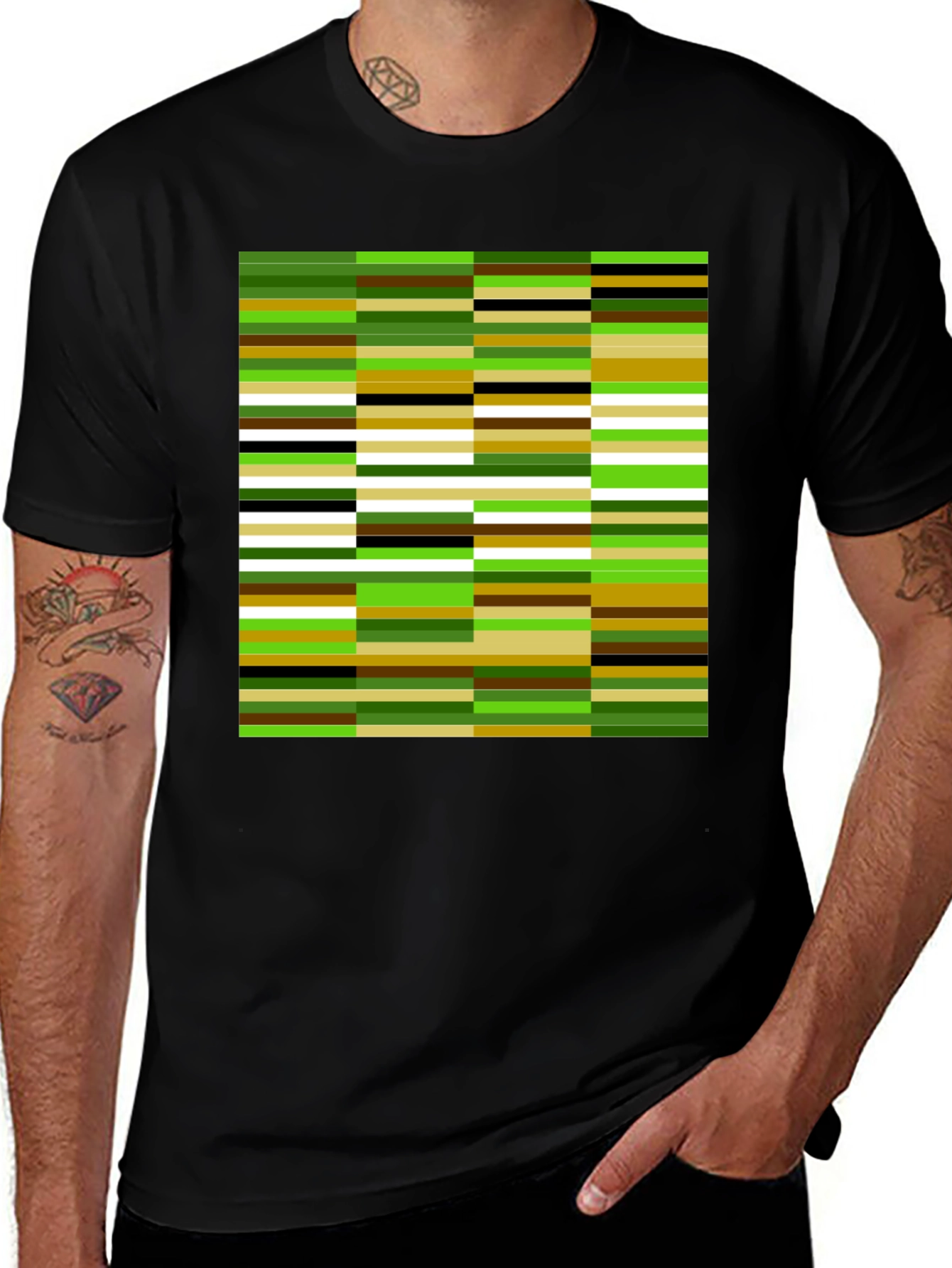 Variant 19 of Modern Abstract Stripe Graphic Tee - Black