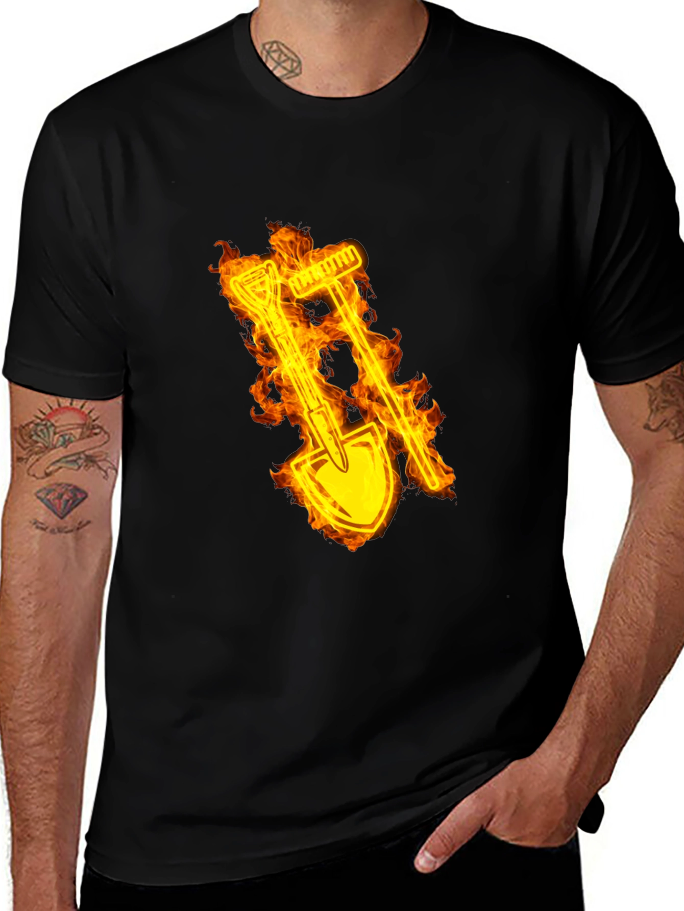 Variant 25 of Fiery Tool Graphic Tee - Black Cotton Casual T-Shirt