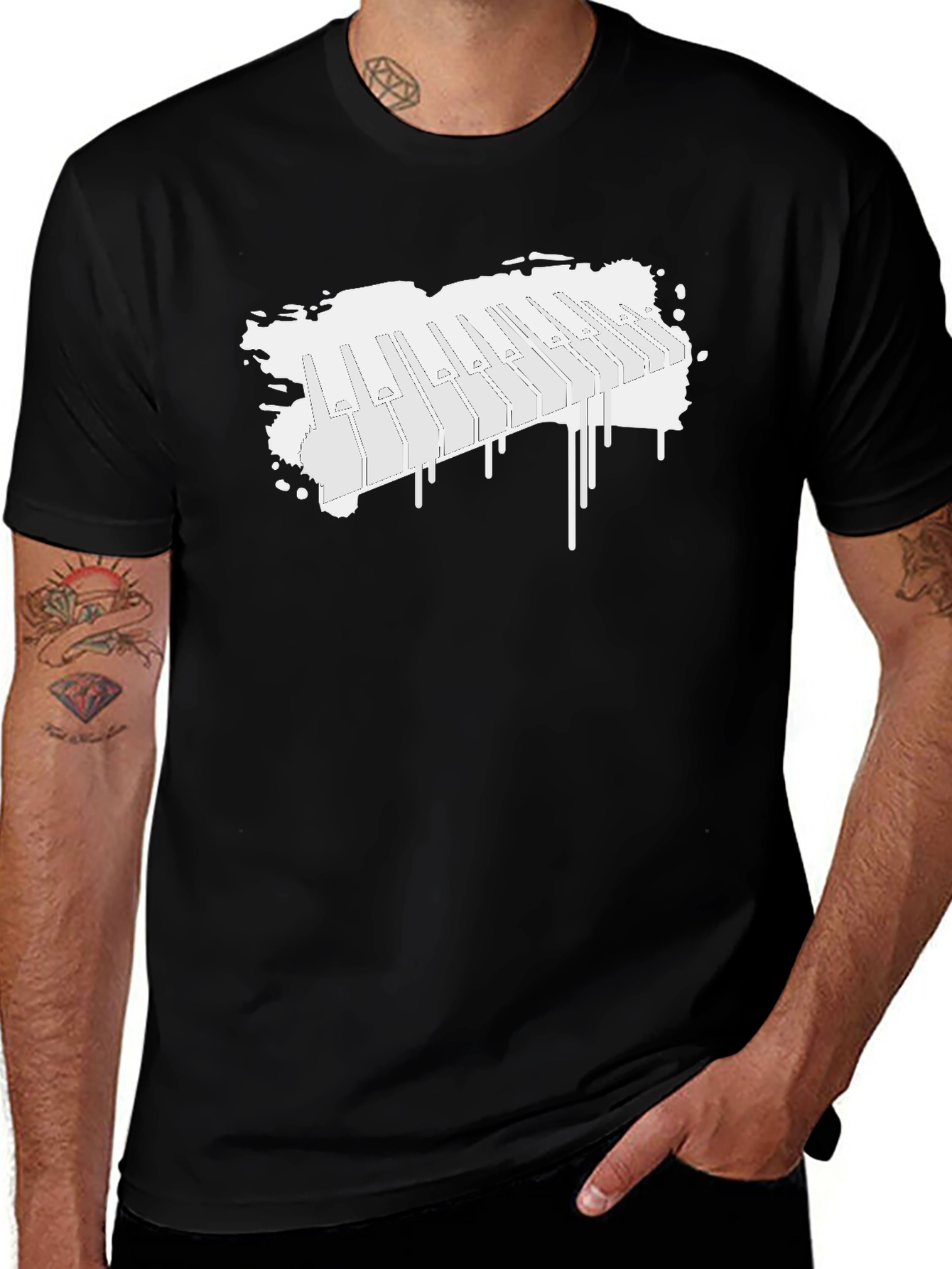Variant 5 of Piano Keys Graphic Black T-Shirt