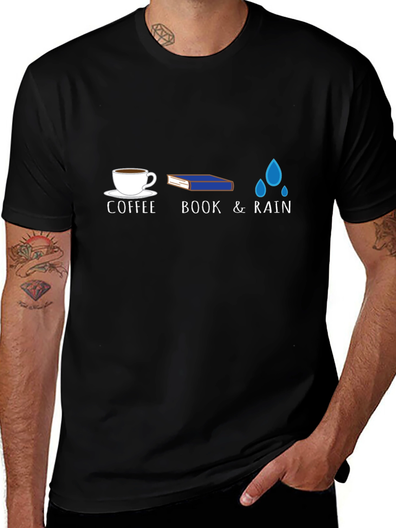Variant 6 of Coffee Book Rain Graphic Tee - Cozy Comfort