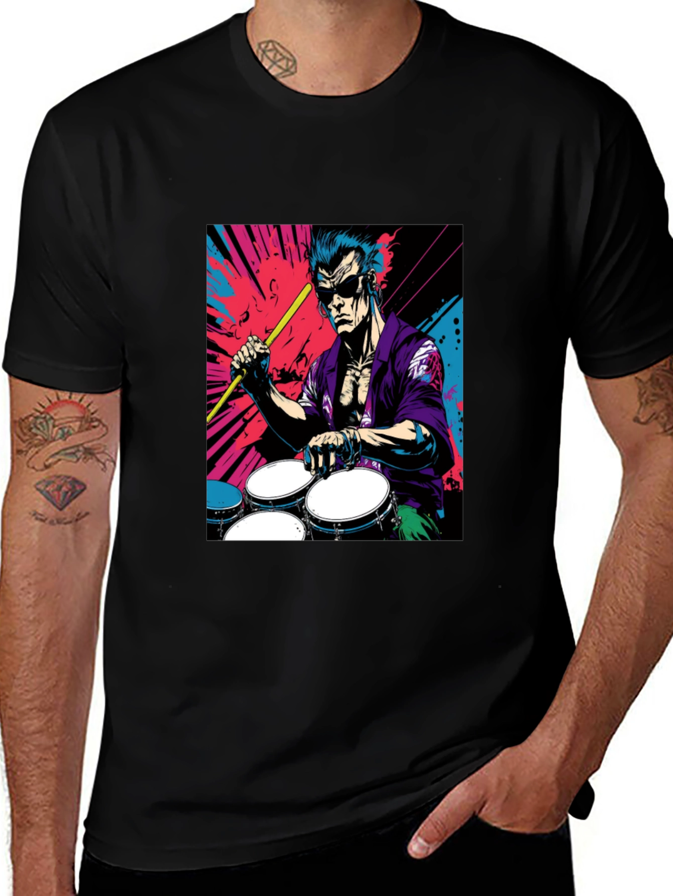 Variant 18 of Drummer Graphic Tee - Rock and Roll Style