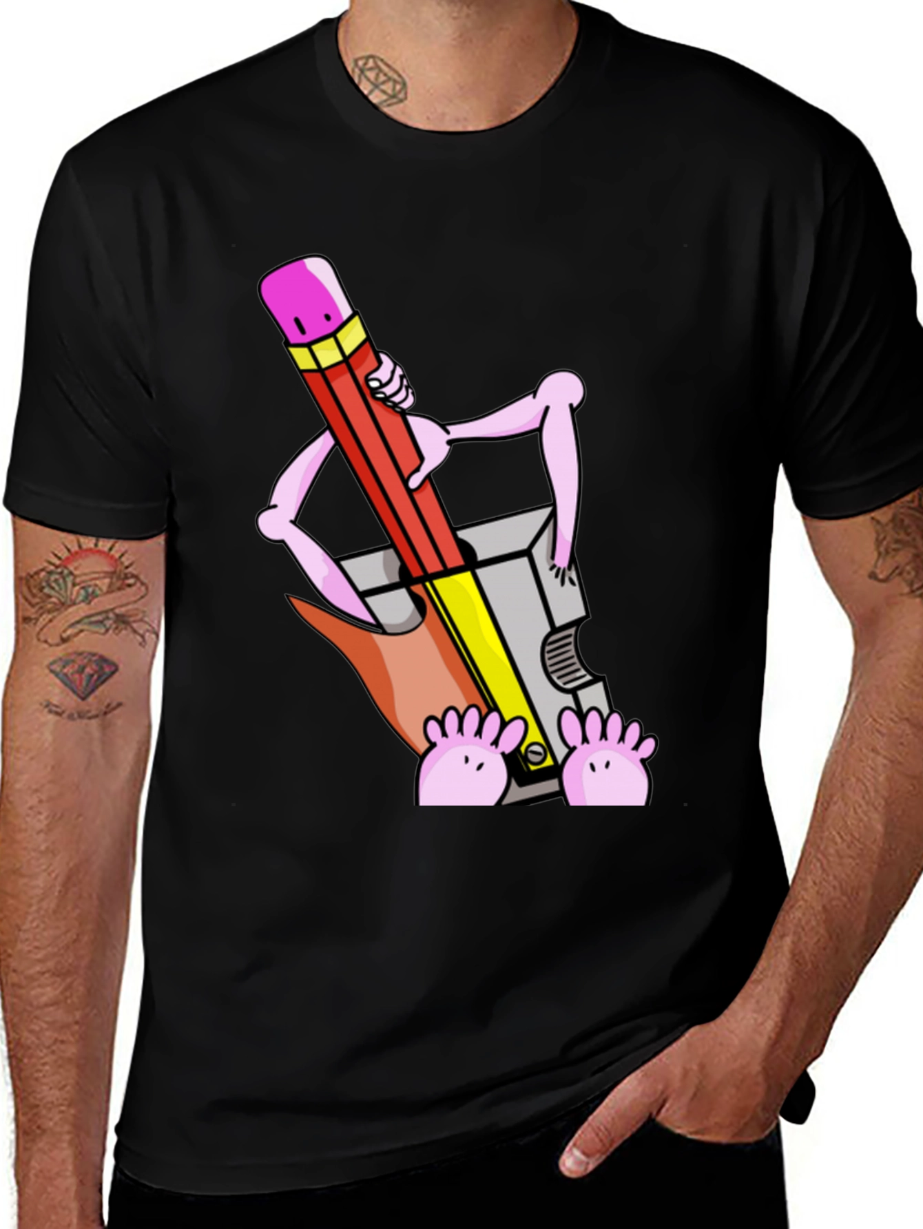 Variant 7 of Funny Cartoon Pencil Sharpener T-Shirt