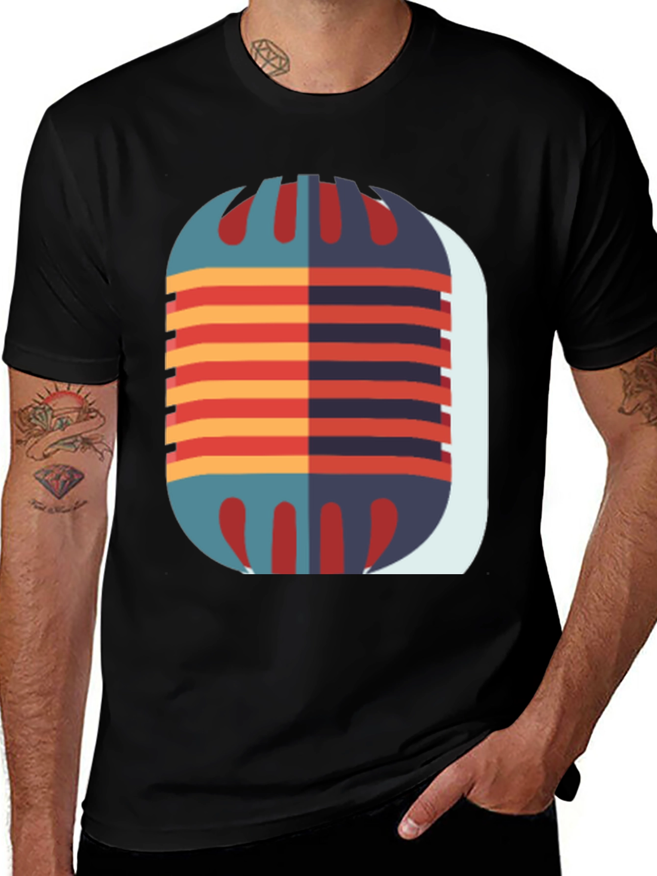Variant 27 of Retro Microphone Graphic T-Shirt - Vintage Style Tee
