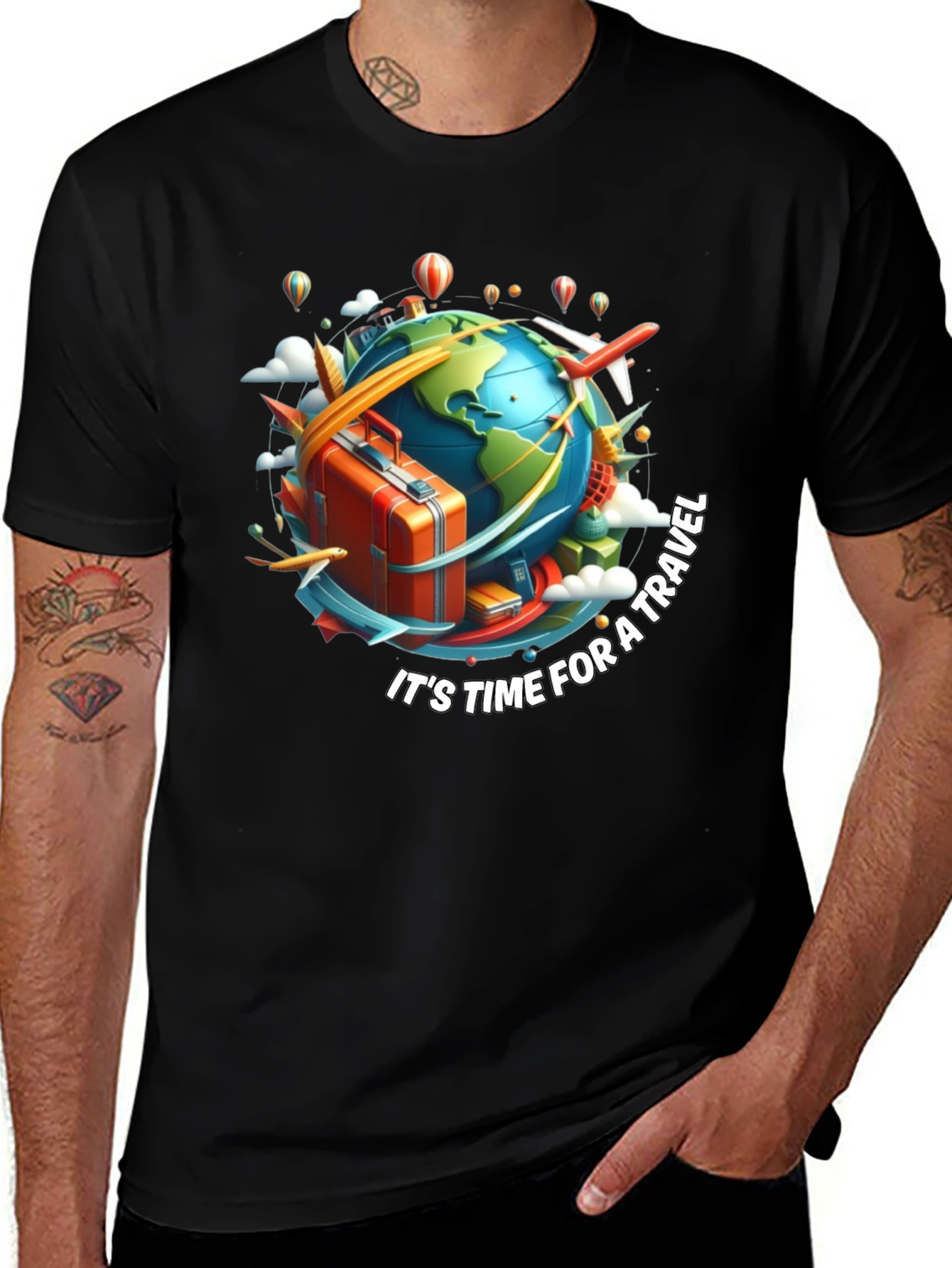 Variant 12 of Travel Time Black T-Shirt