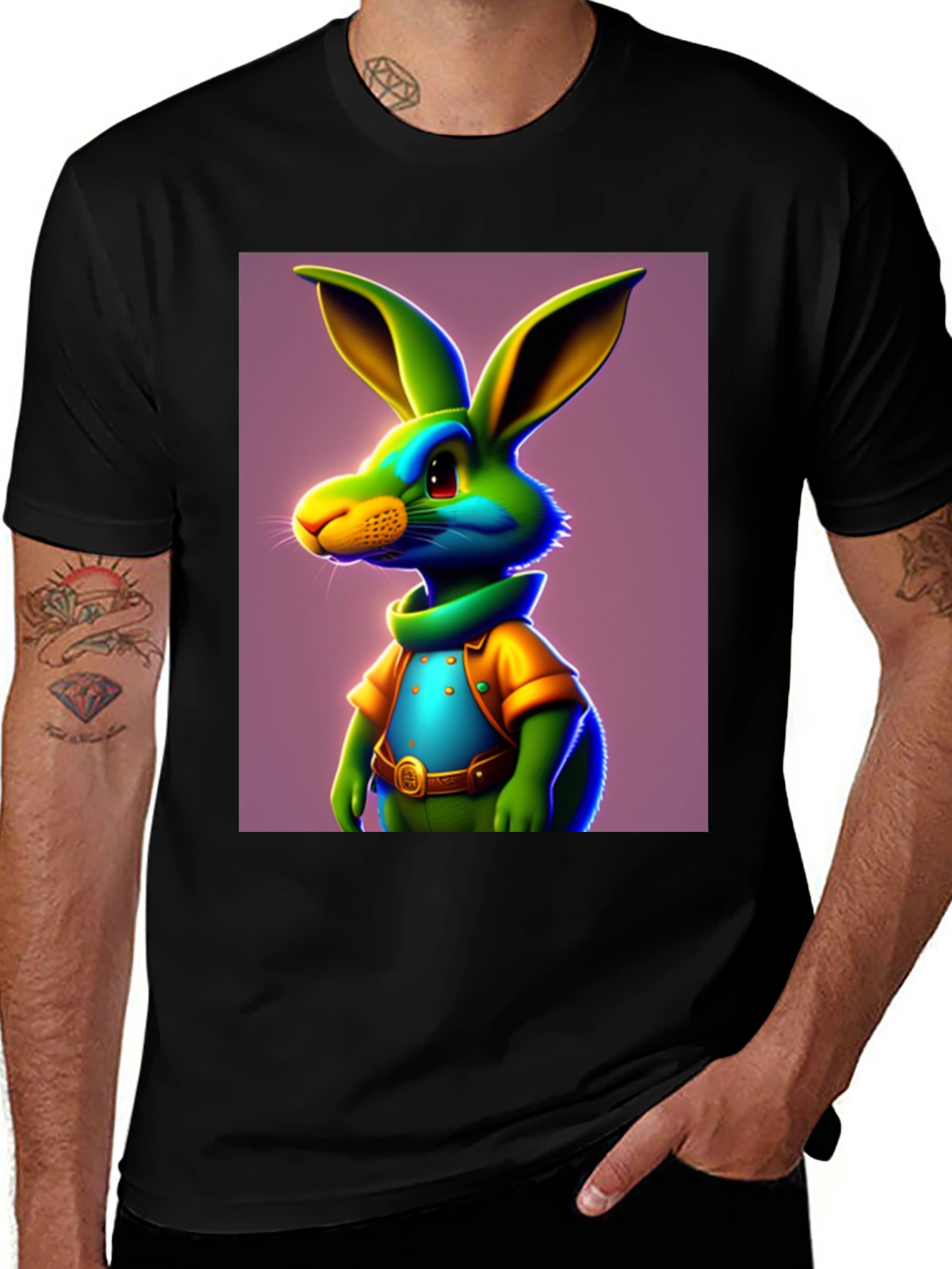 Variant 22 of Cartoon Rabbit Graphic Tee - Funky Easter Style!