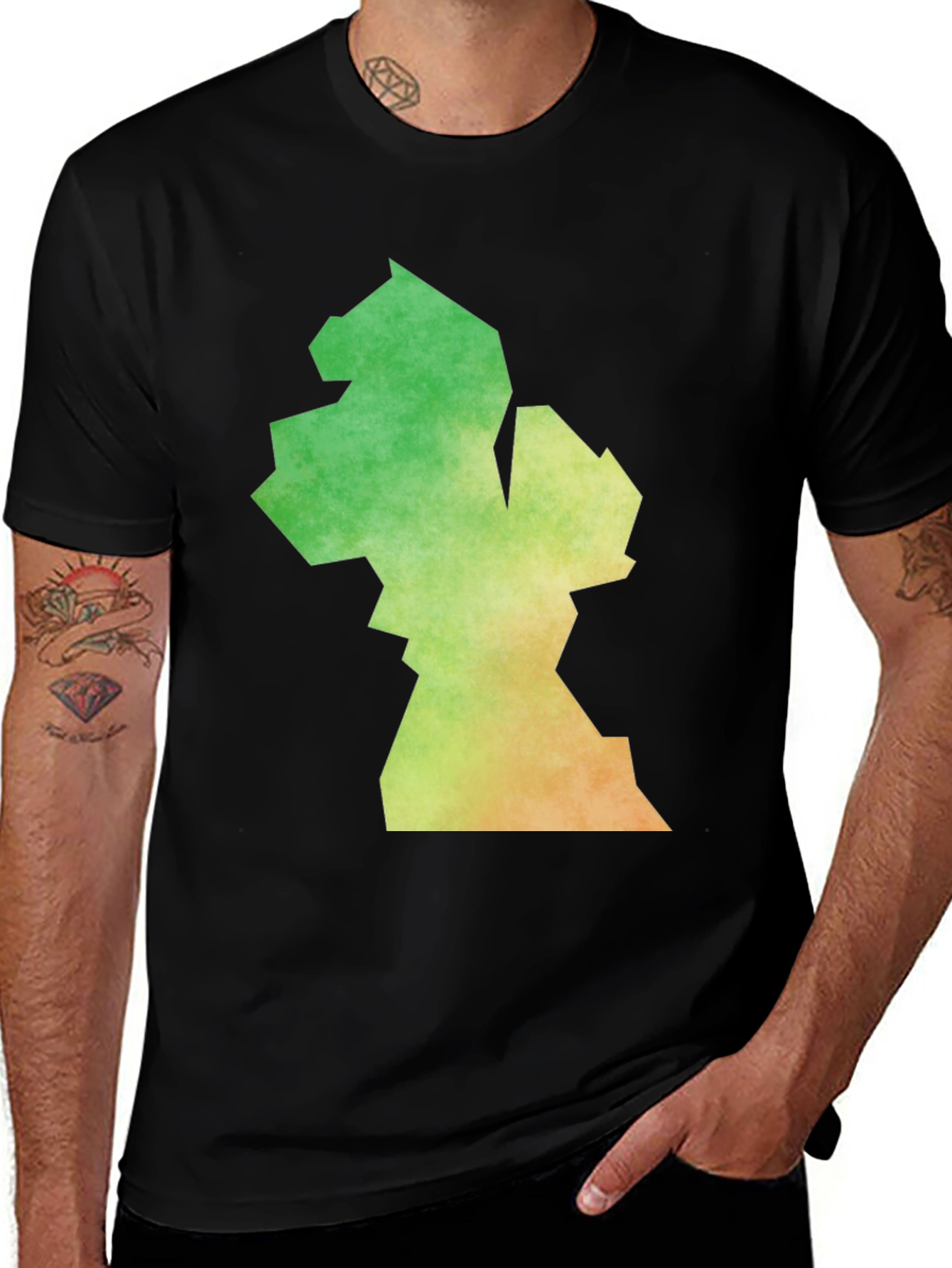 Variant 8 of Guyana Map T-Shirt - Black Cotton Blend Casual Tee