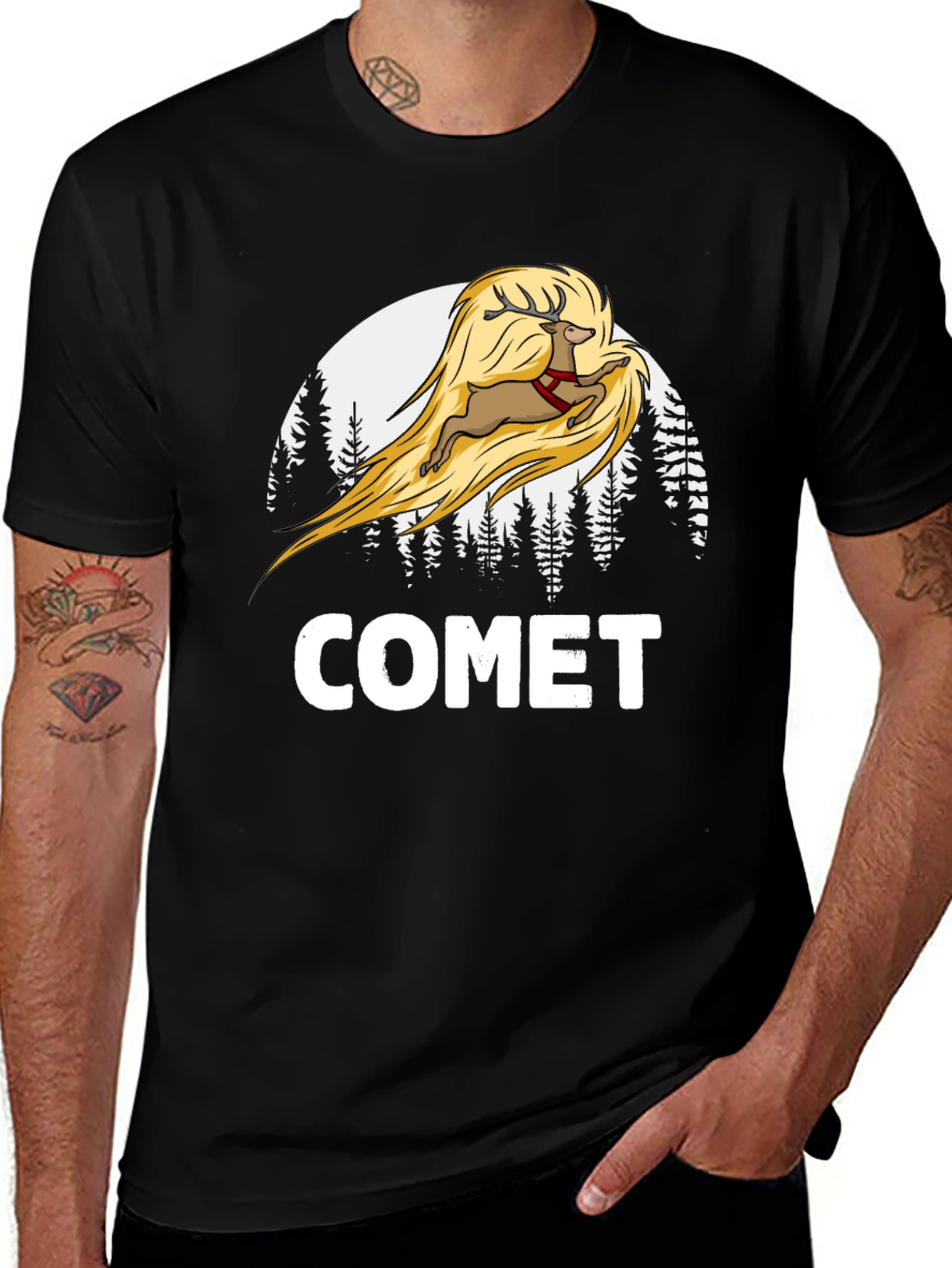 Variant 9 of Comet Reindeer Graphic T-Shirt
