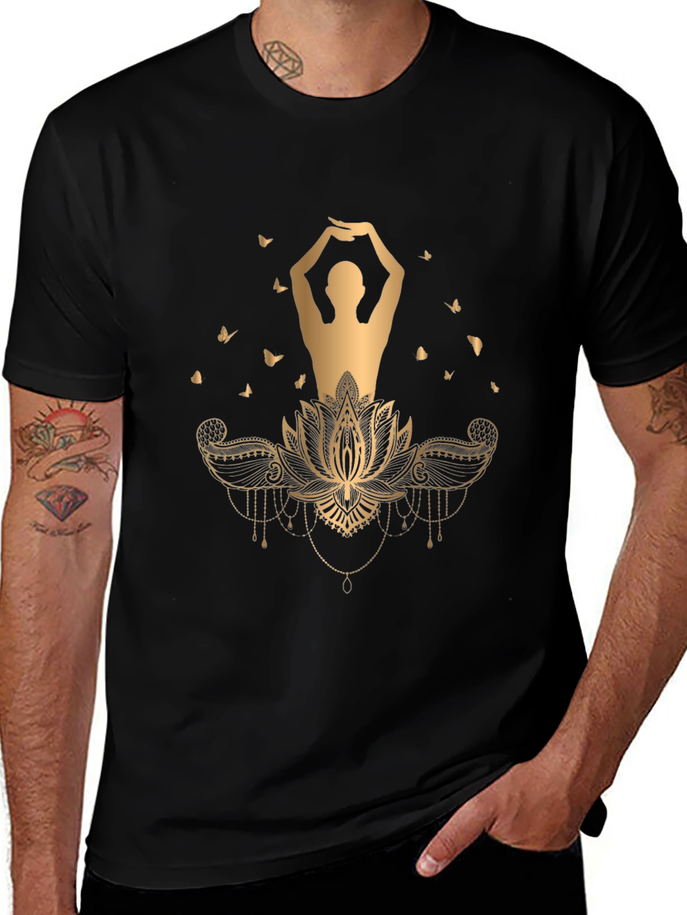 Variant 5 of Lotus Yoga Graphic Tee - Stylish Comfort