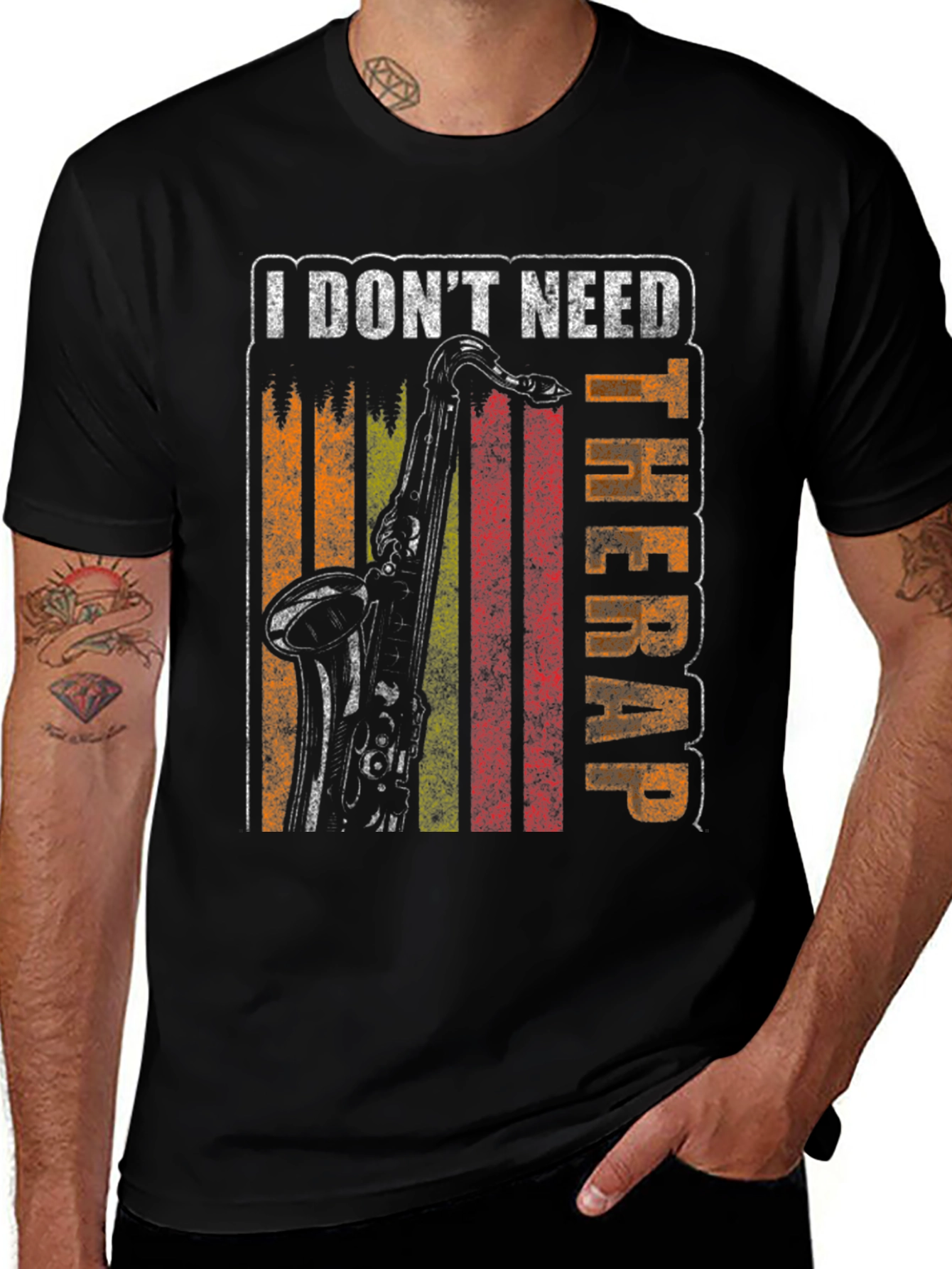 Black I Don't Need Therapy Saxophone T-Shirt main image