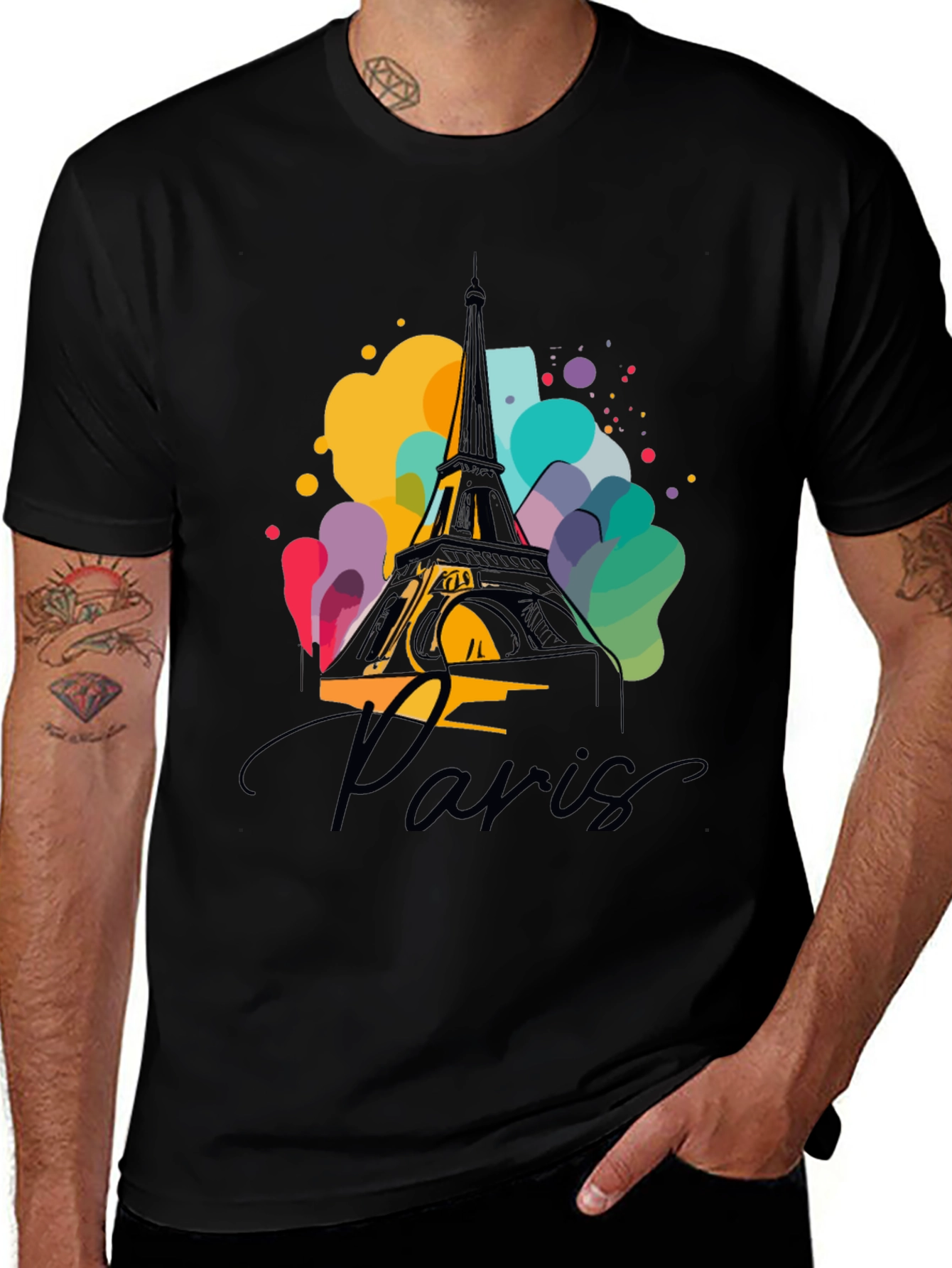 Paris Eiffel Tower Graphic Black T-Shirt