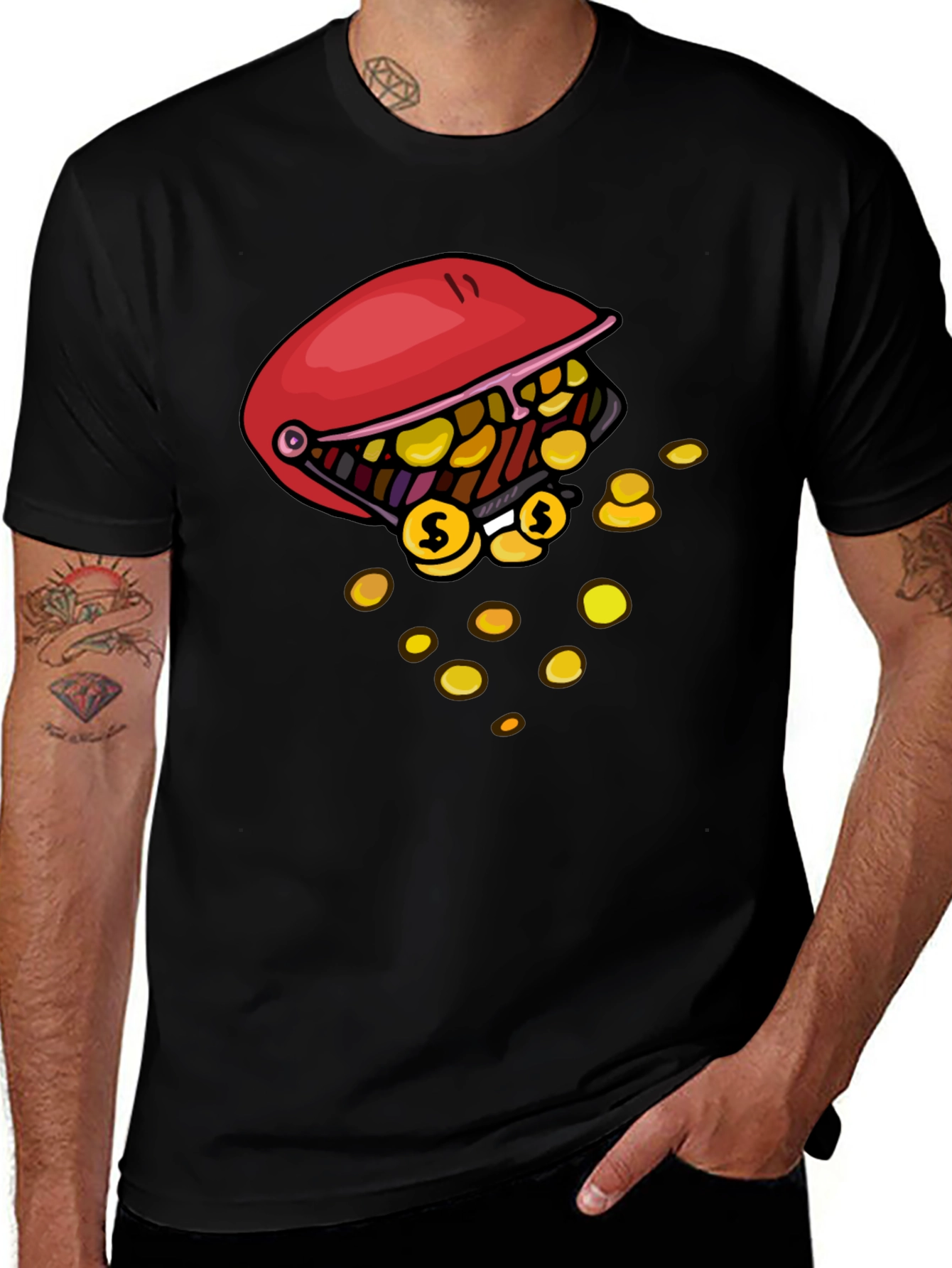 Treasure Chest T-Shirt - Funny Cartoon Coin Design