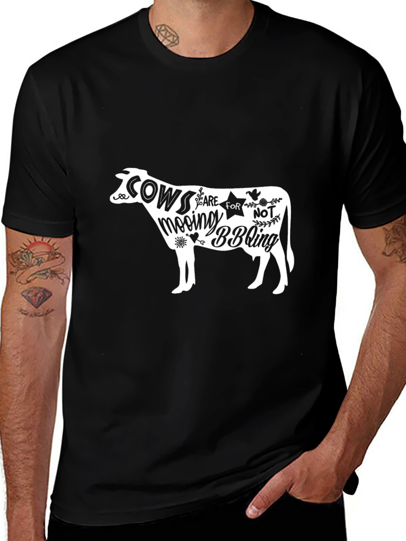 Variant 8 of Cows Mooing BBQ-ing Graphic Tee