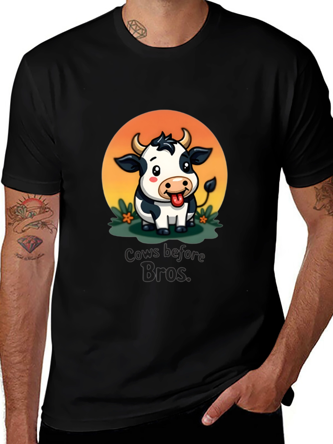 Variant 18 of Cows Before Bros Cartoon Graphic T-Shirt