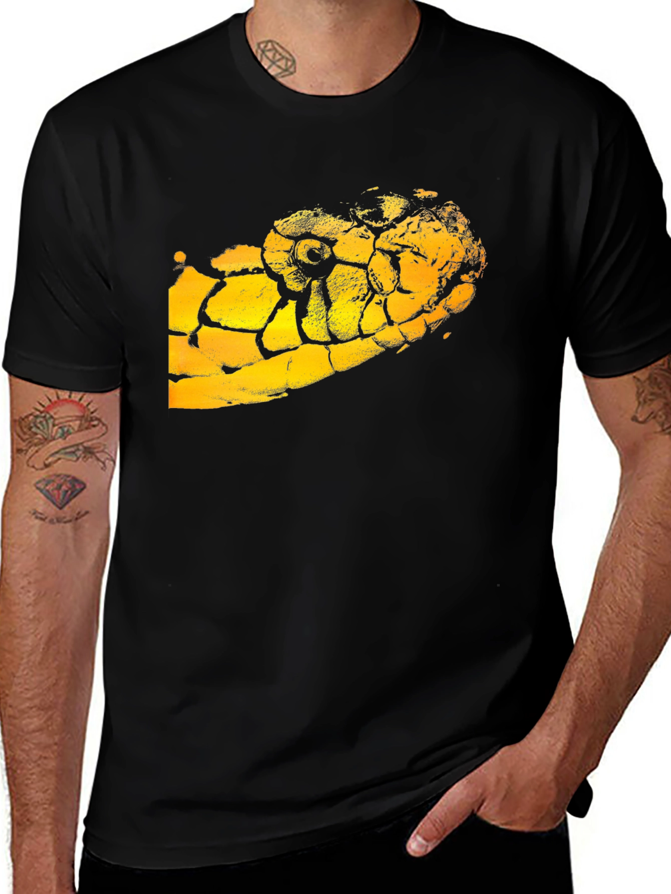 Variant 3 of Black T-Shirt with Snake Graphic