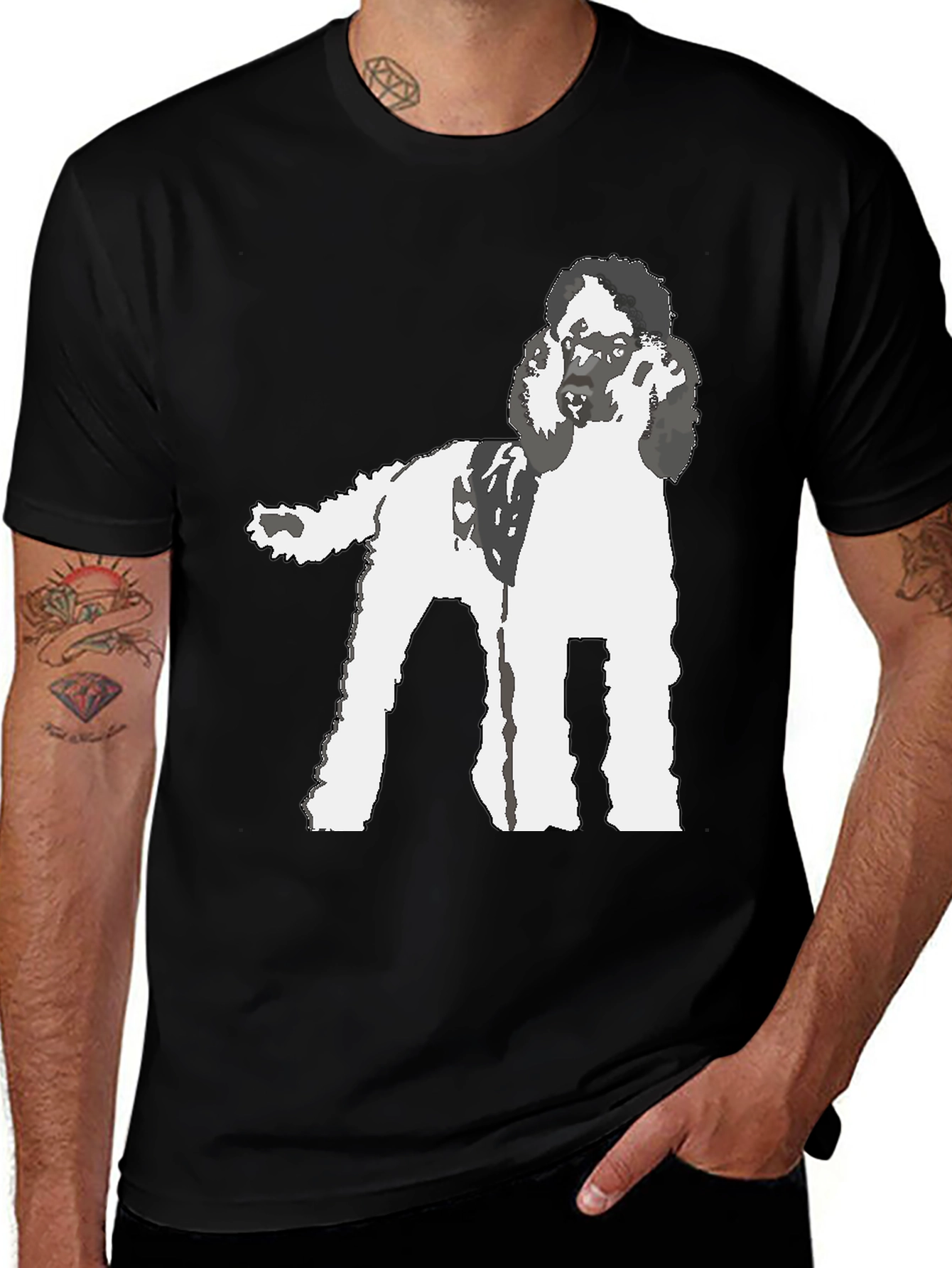 Variant 19 of Poodle Graphic T-Shirt - Black Cotton Blend
