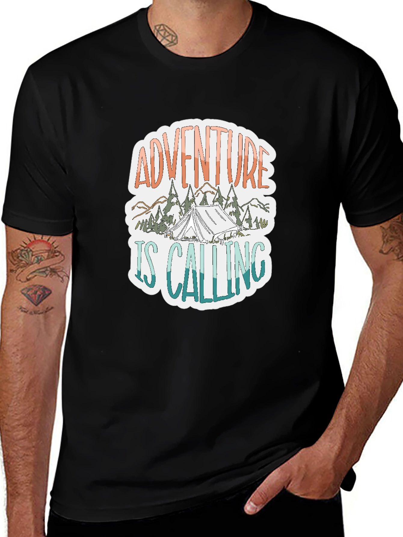Adventure is Calling Graphic Tee - Black