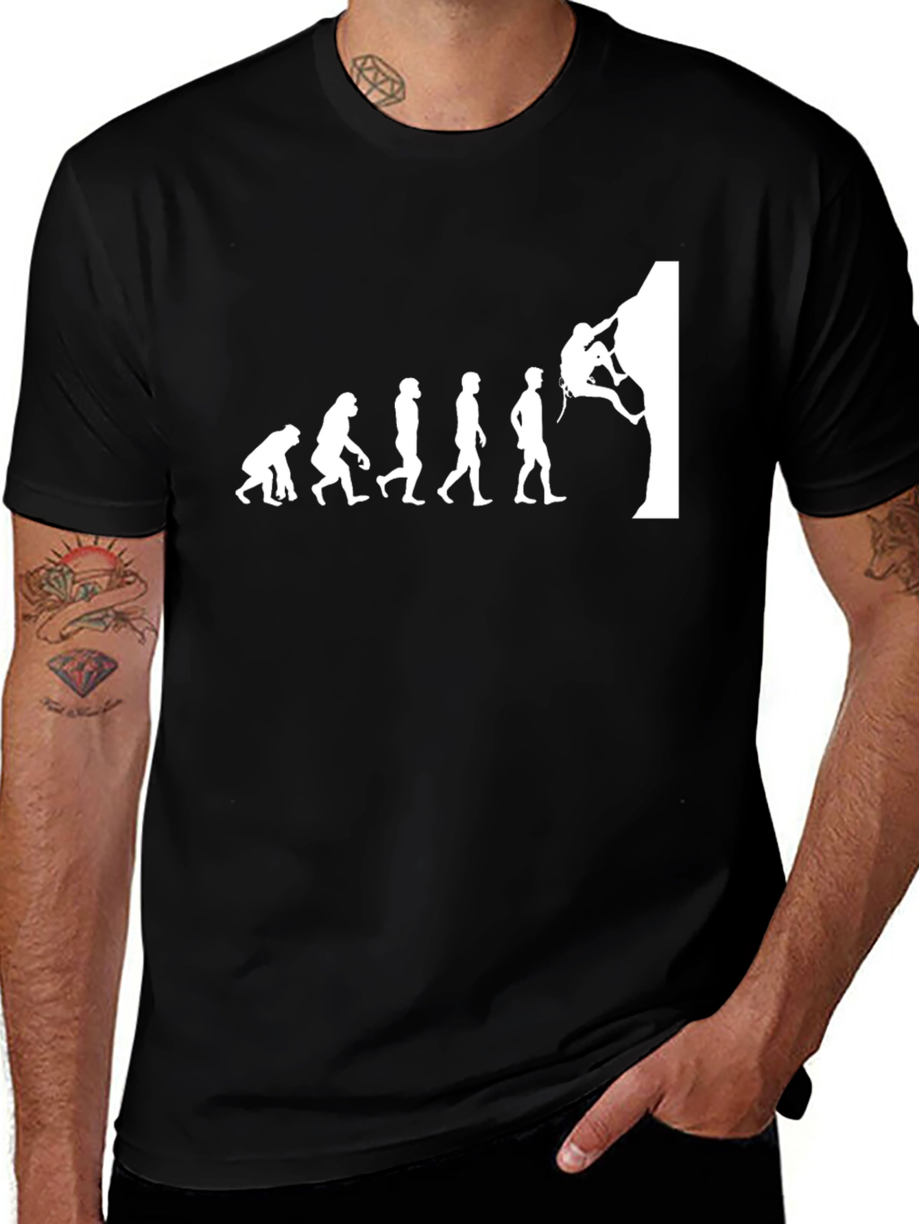 Variant 11 of Evolution of Climbing Black T-Shirt