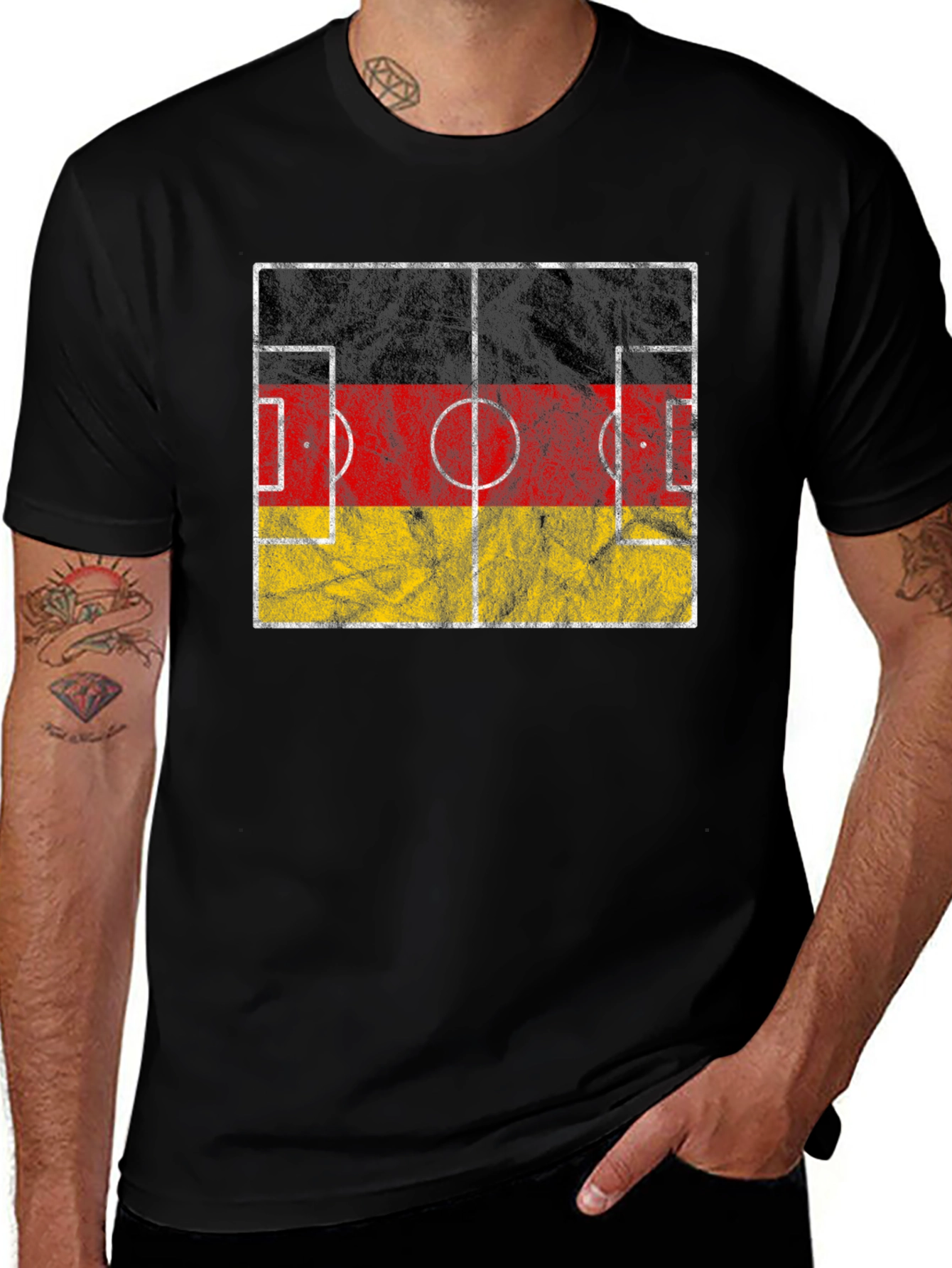 Variant 19 of Germany Flag Soccer Field Black T-Shirt