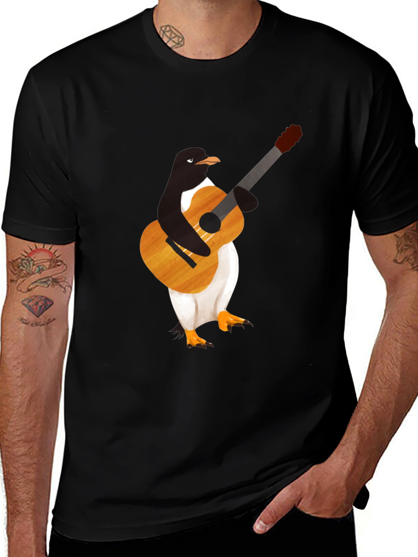 Variant 9 of Penguin Guitar Player T-Shirt - Cool Graphic Tee