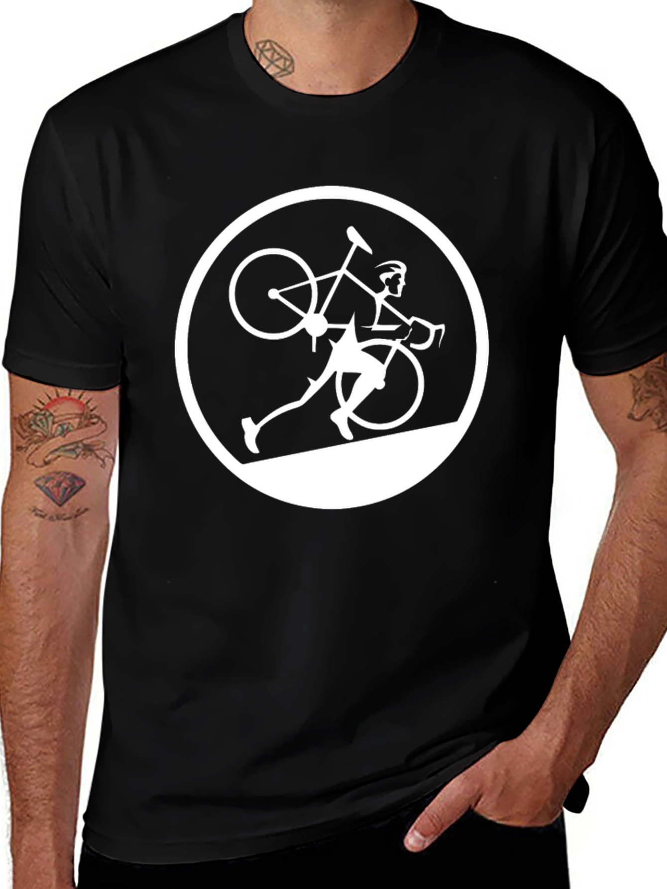 Variant 27 of Cyclist Silhouette Graphic Tee - Black