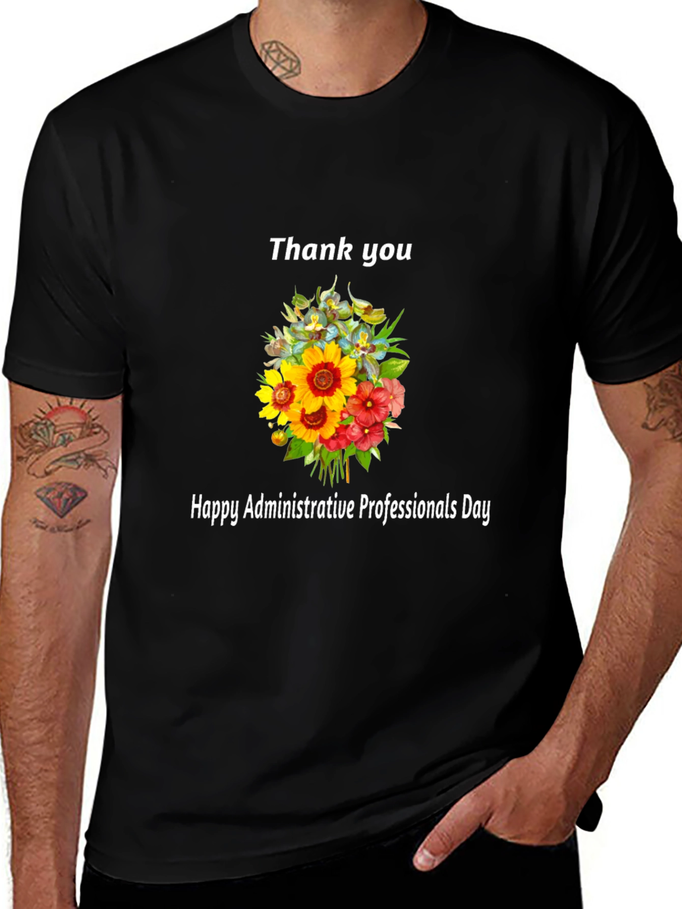 Thank You Admin Day T-Shirt - Floral Appreciation Tee