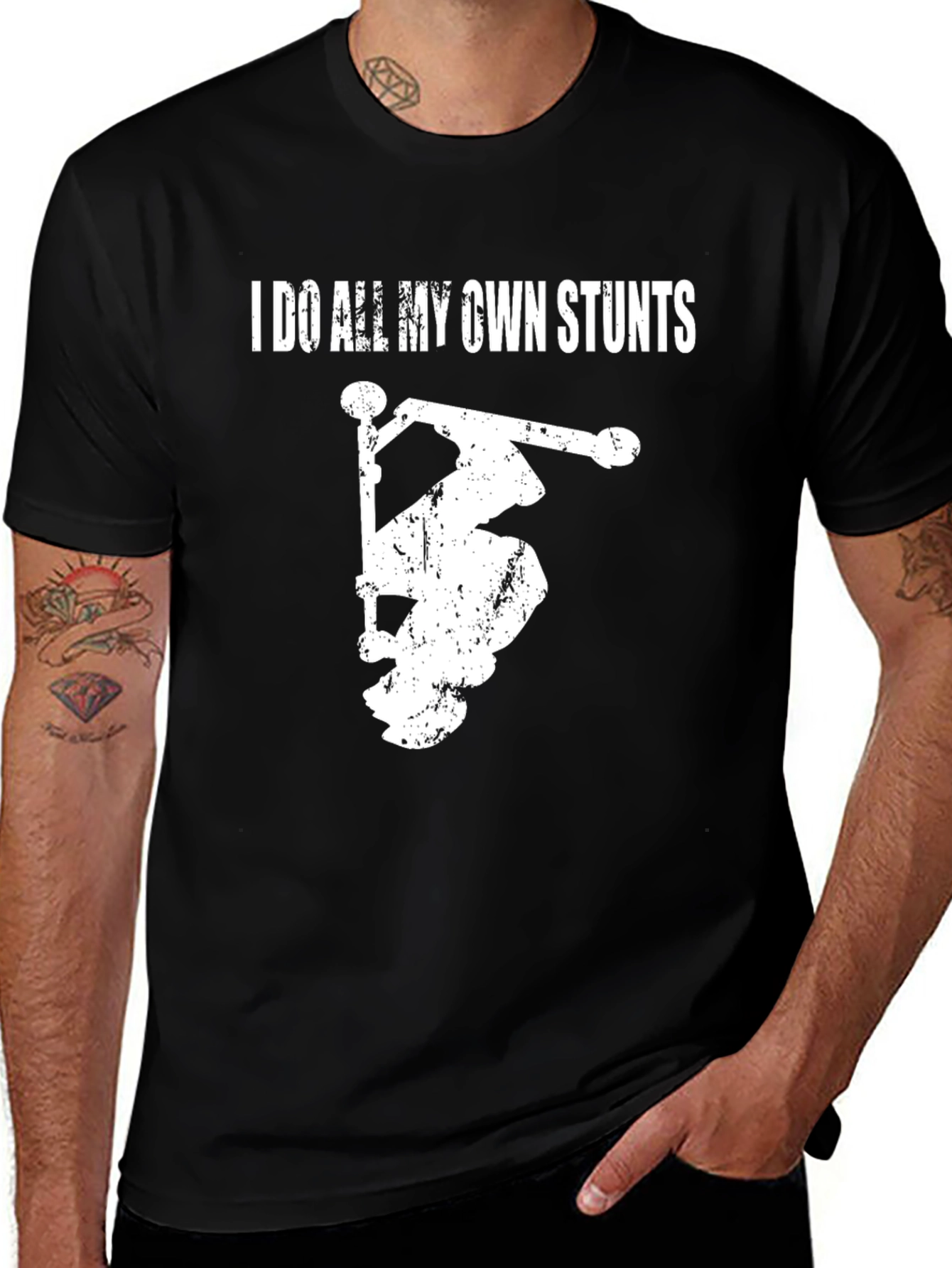 Variant 27 of I Do All My Own Stunts Black T-Shirt