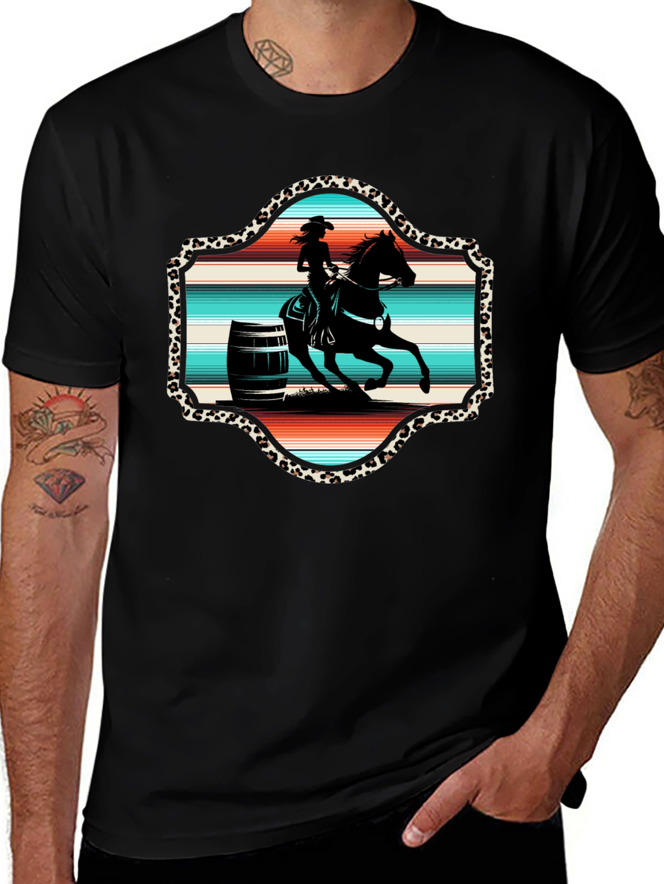 Variant 17 of Barrel Racer Graphic Tee - Rodeo Style