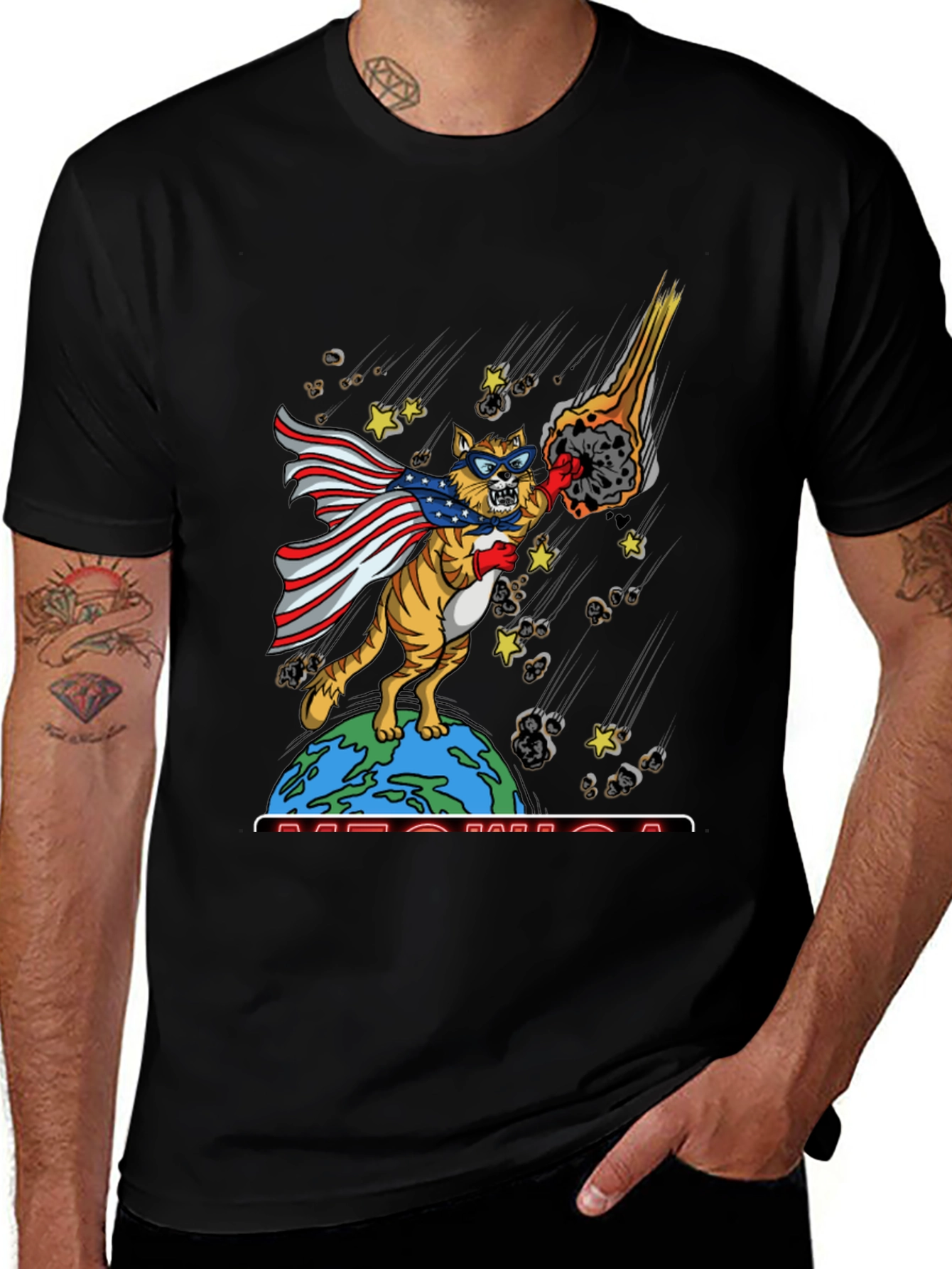 Variant 17 of Patriotic Superhero Cat Graphic T-Shirt