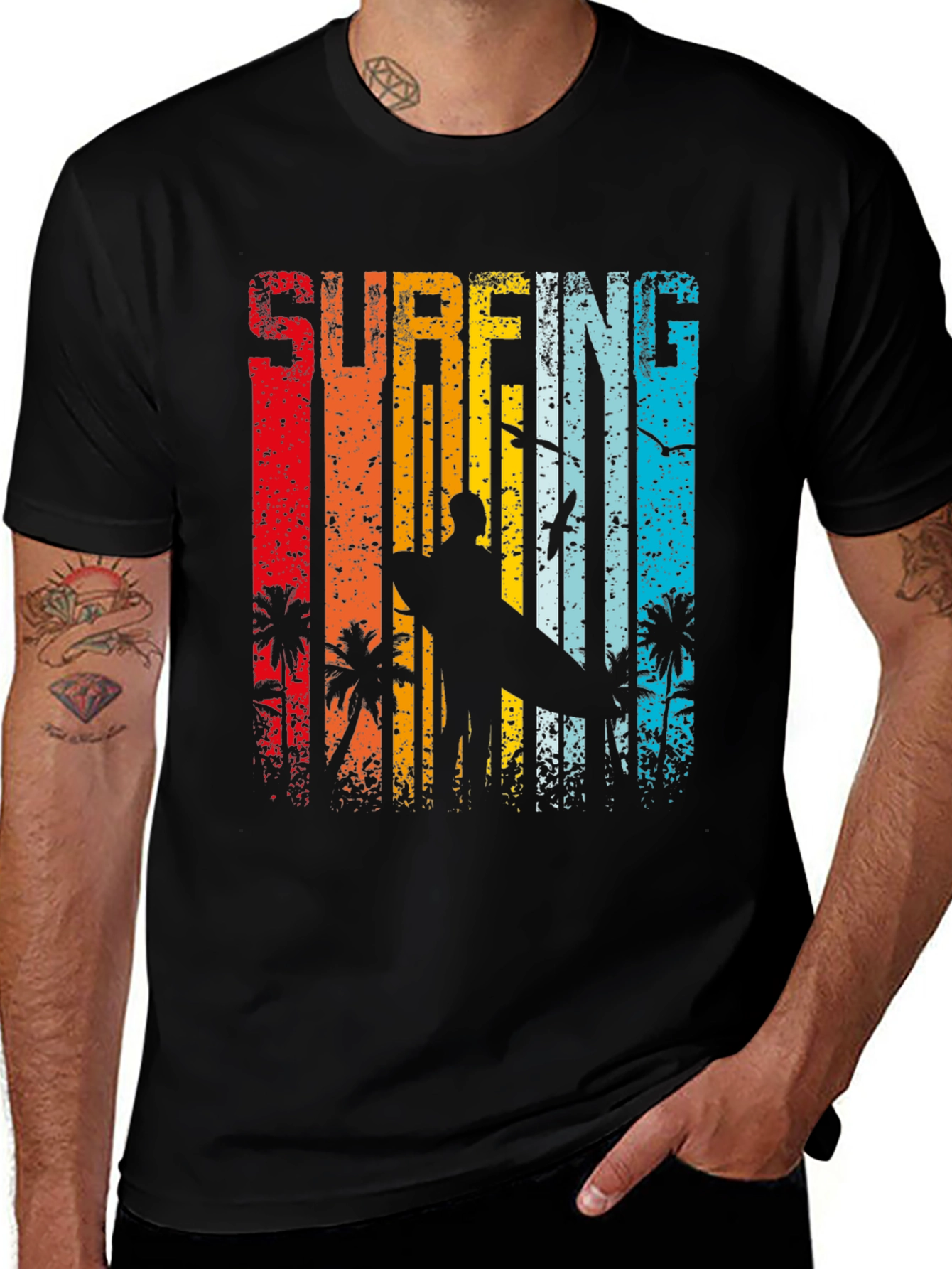 Variant 27 of Retro Surfing Graphic Tee - Black