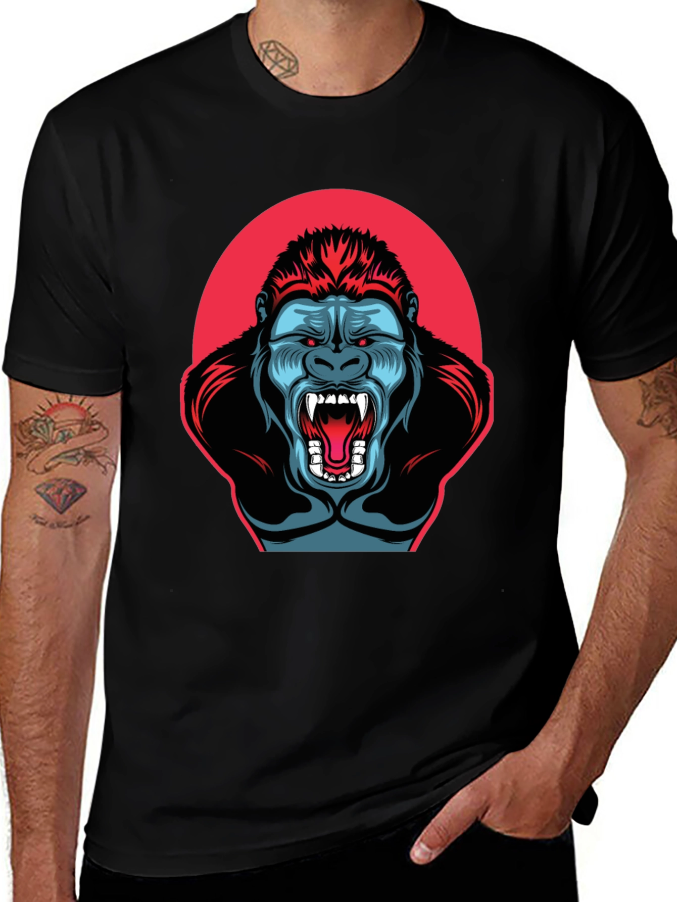 Black Gorilla Graphic T-Shirt - Men's Black Tee main image