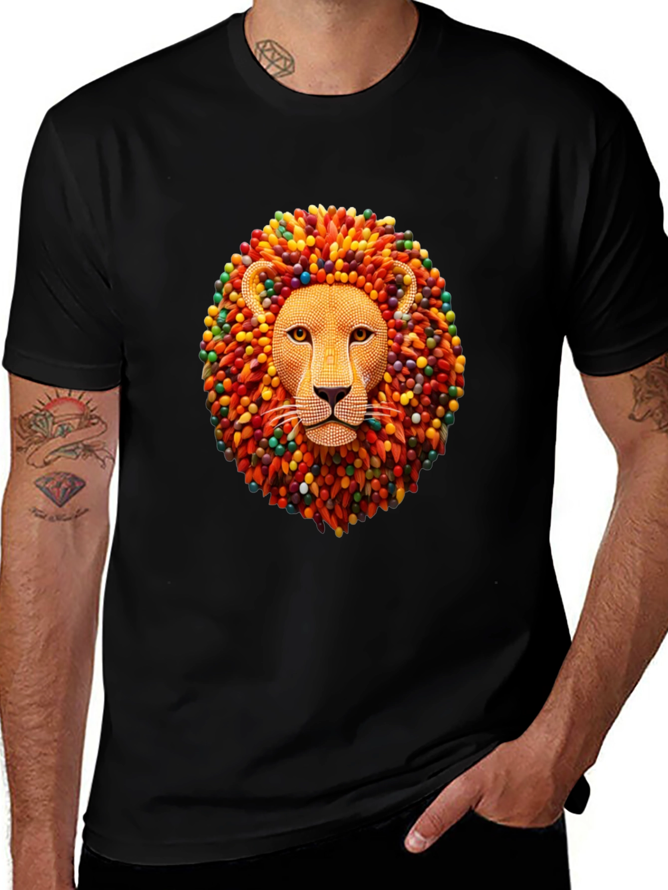 Variant 10 of Lion Head Graphic Black T-Shirt