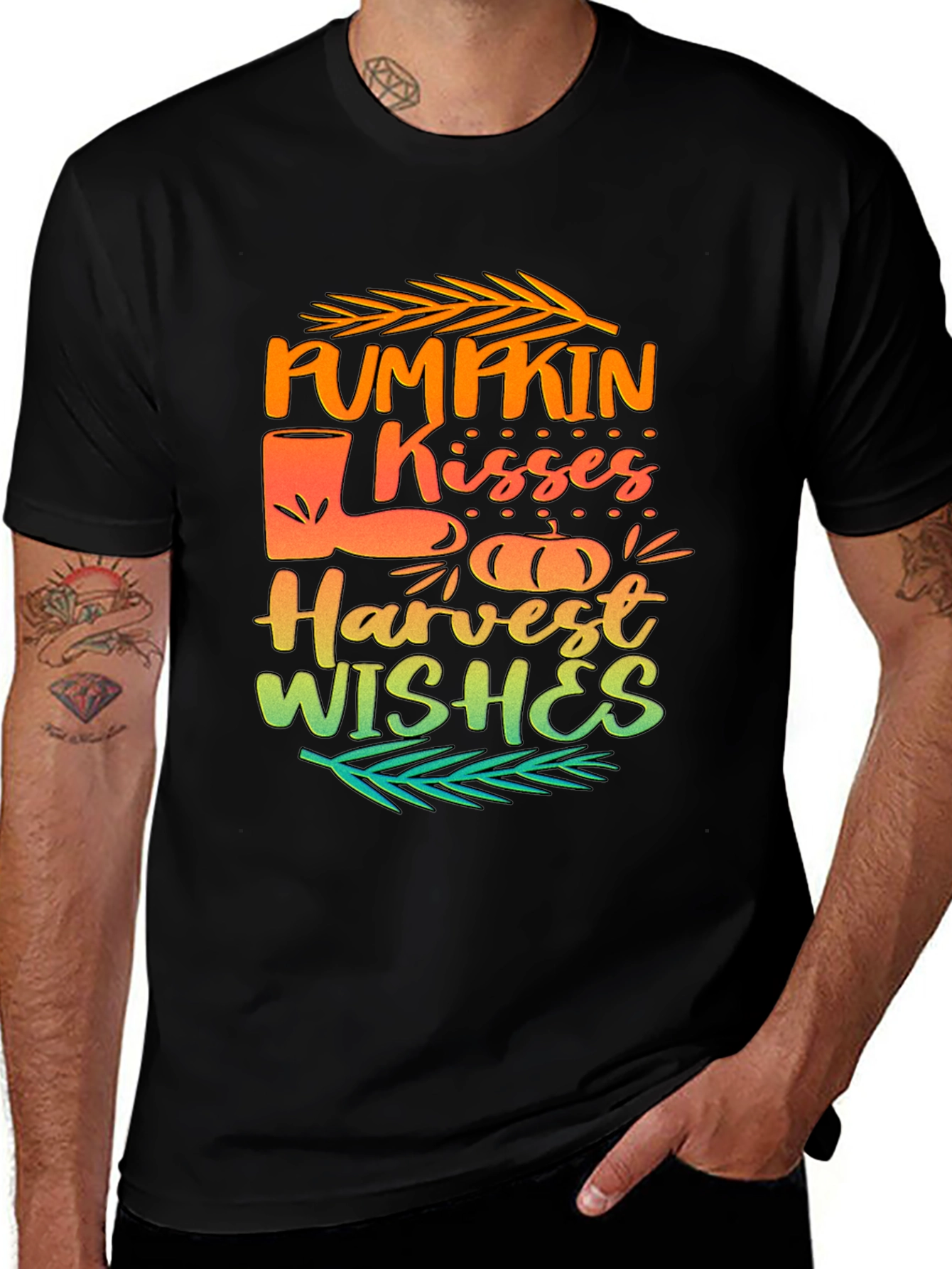 Variant 18 of Pumpkin Kisses Harvest Wishes Graphic Tee