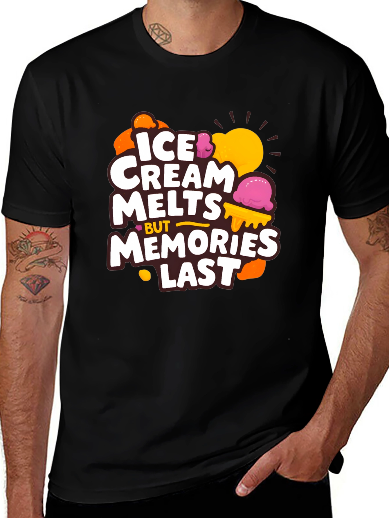 Variant 9 of Ice Cream Melts Memories Last Black T-Shirt