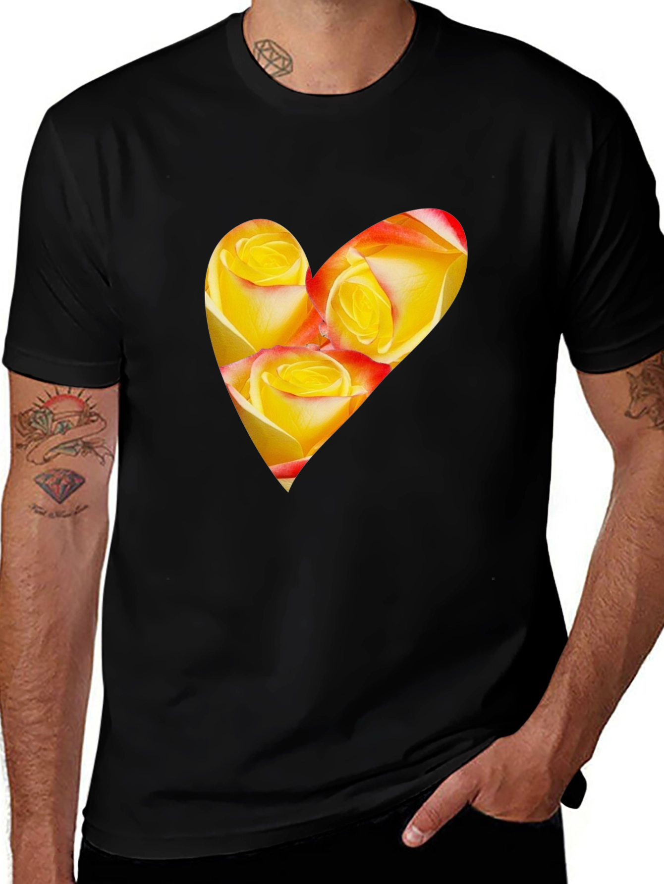 Variant 9 of Heart Roses Black T-Shirt
