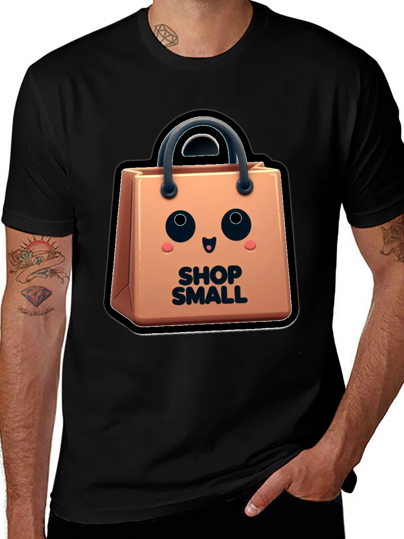 Shop Small Graphic Tee - Black Cotton Blend