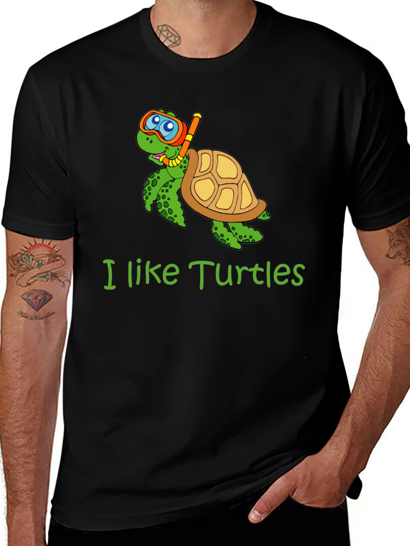 Variant 27 of I Like Turtles T-Shirt - Snorkeling Sea Turtle Tee