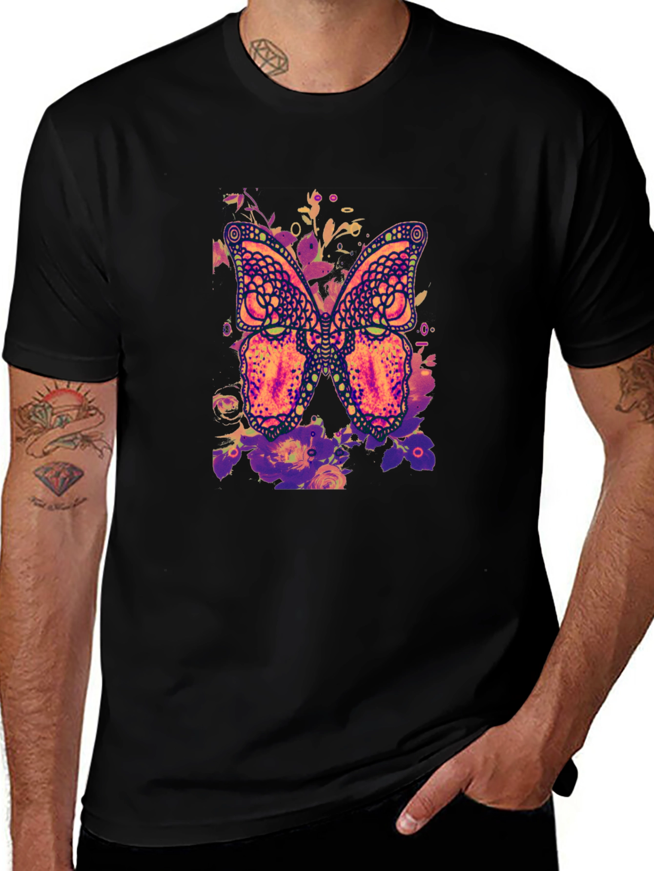 Butterfly Floral Graphic Print T-Shirt